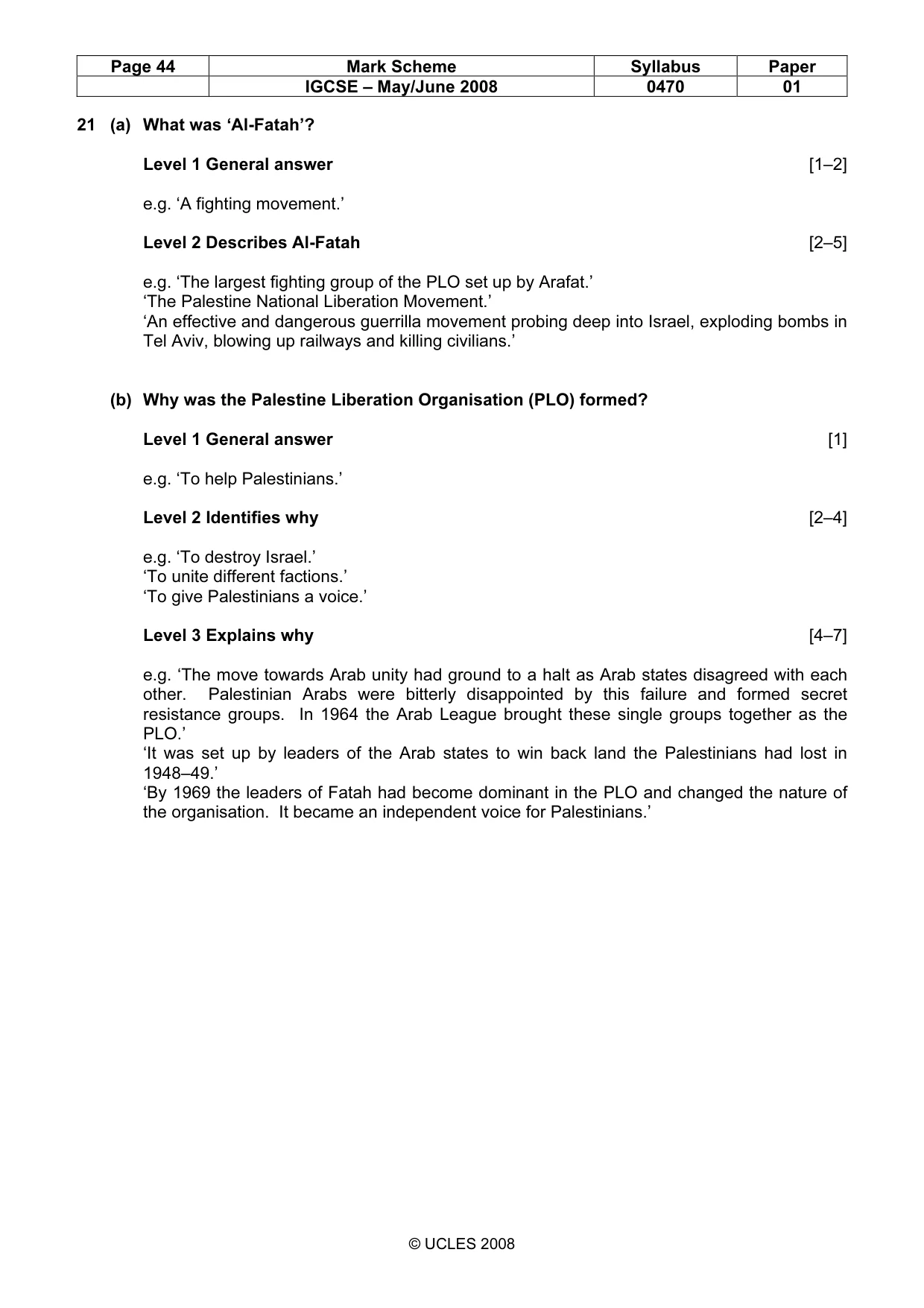 Mark scheme, page 44 of 53