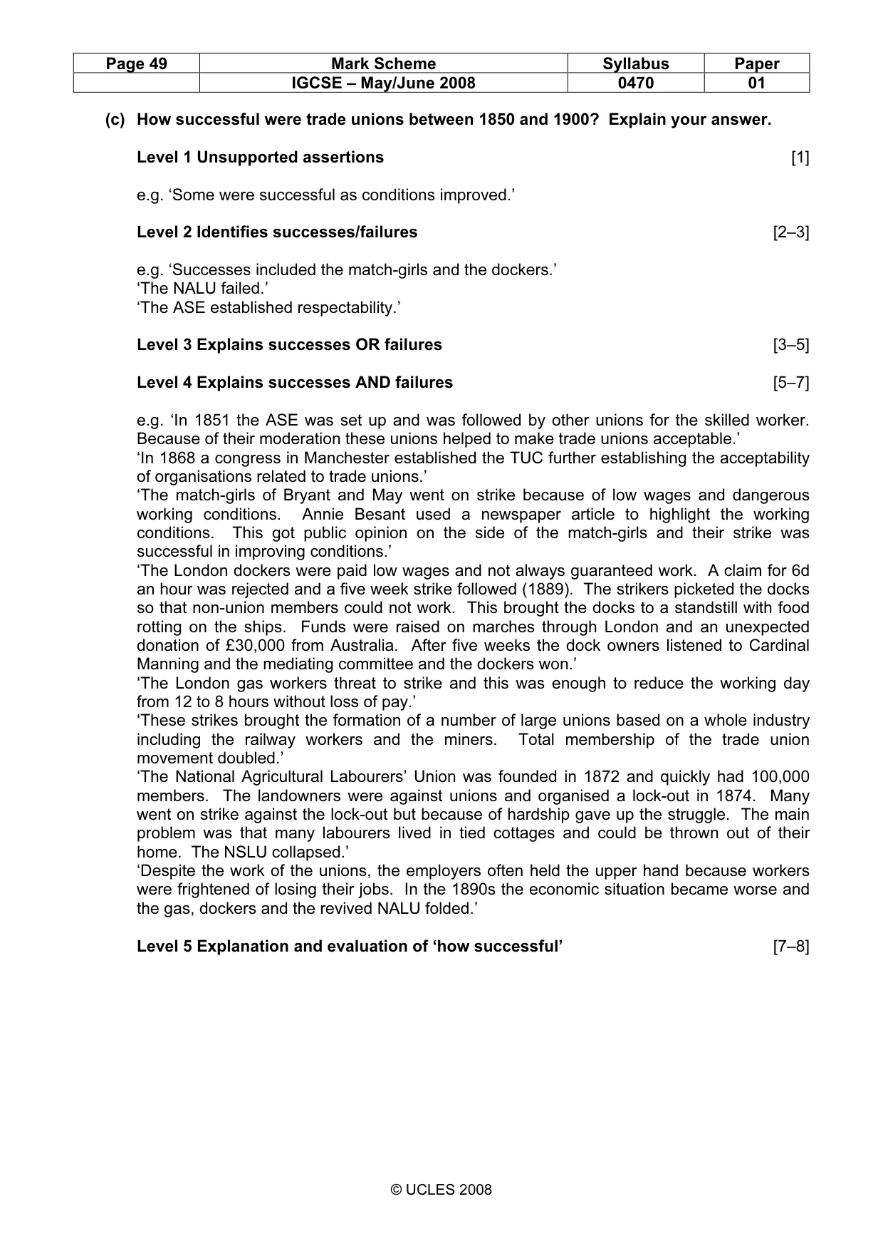 Mark scheme, page 49 of 53