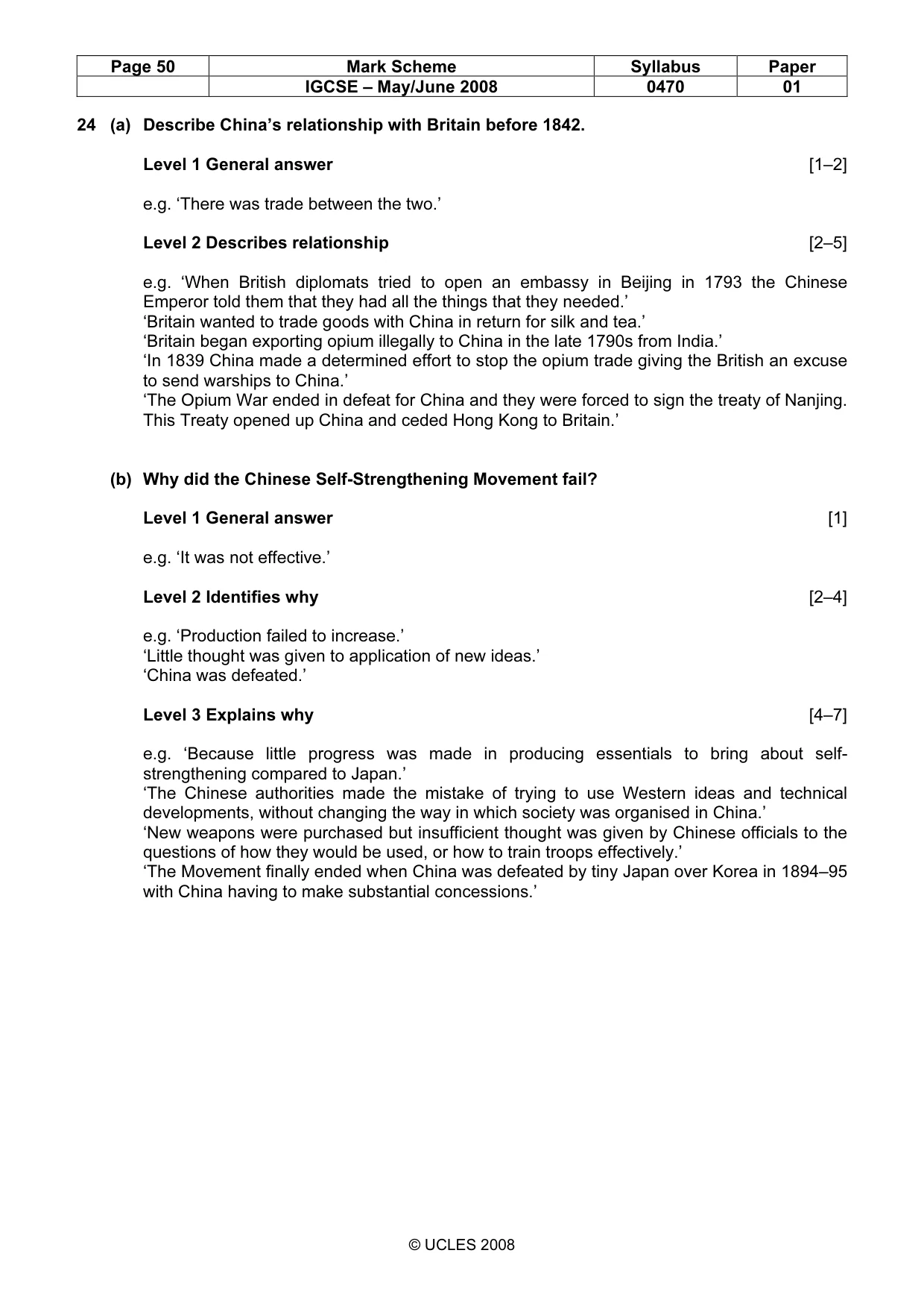 Mark scheme, page 50 of 53