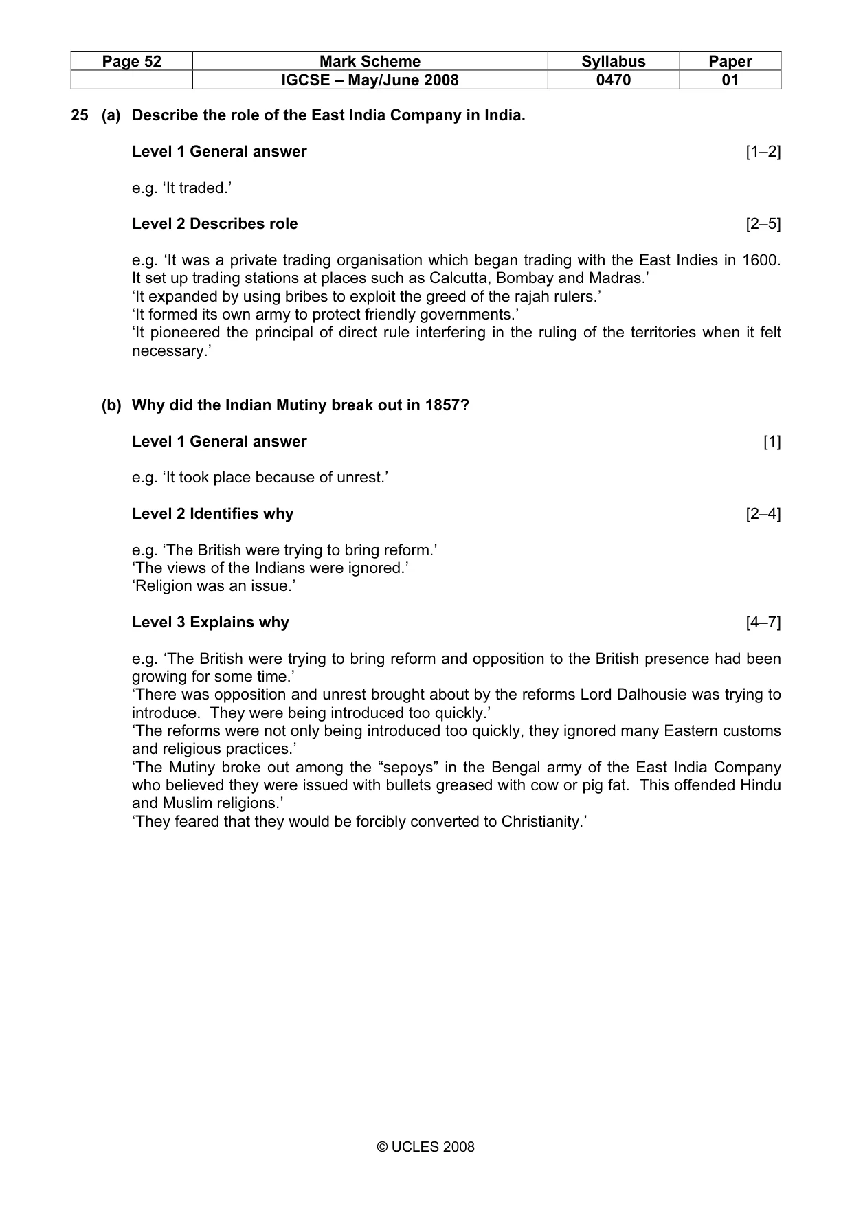 Mark scheme, page 52 of 53