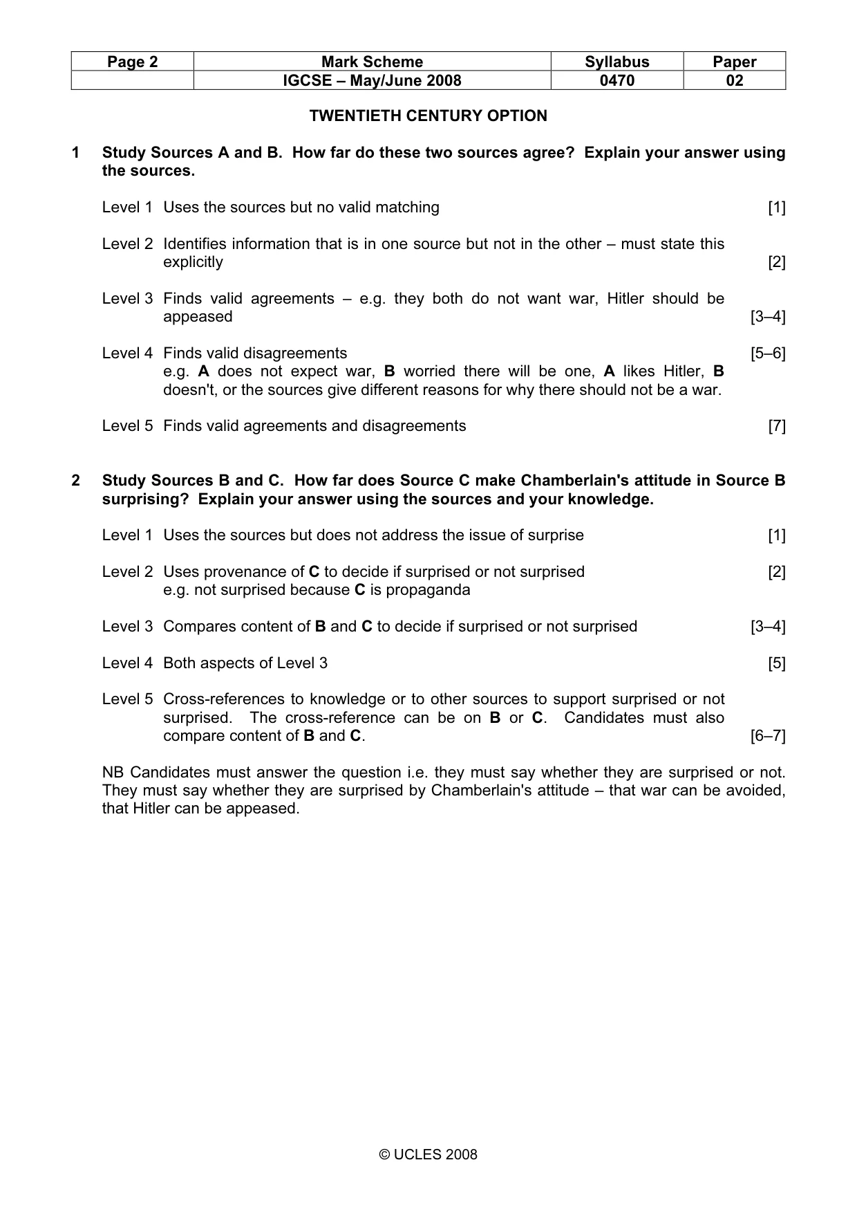 Mark scheme, page 2 of 6