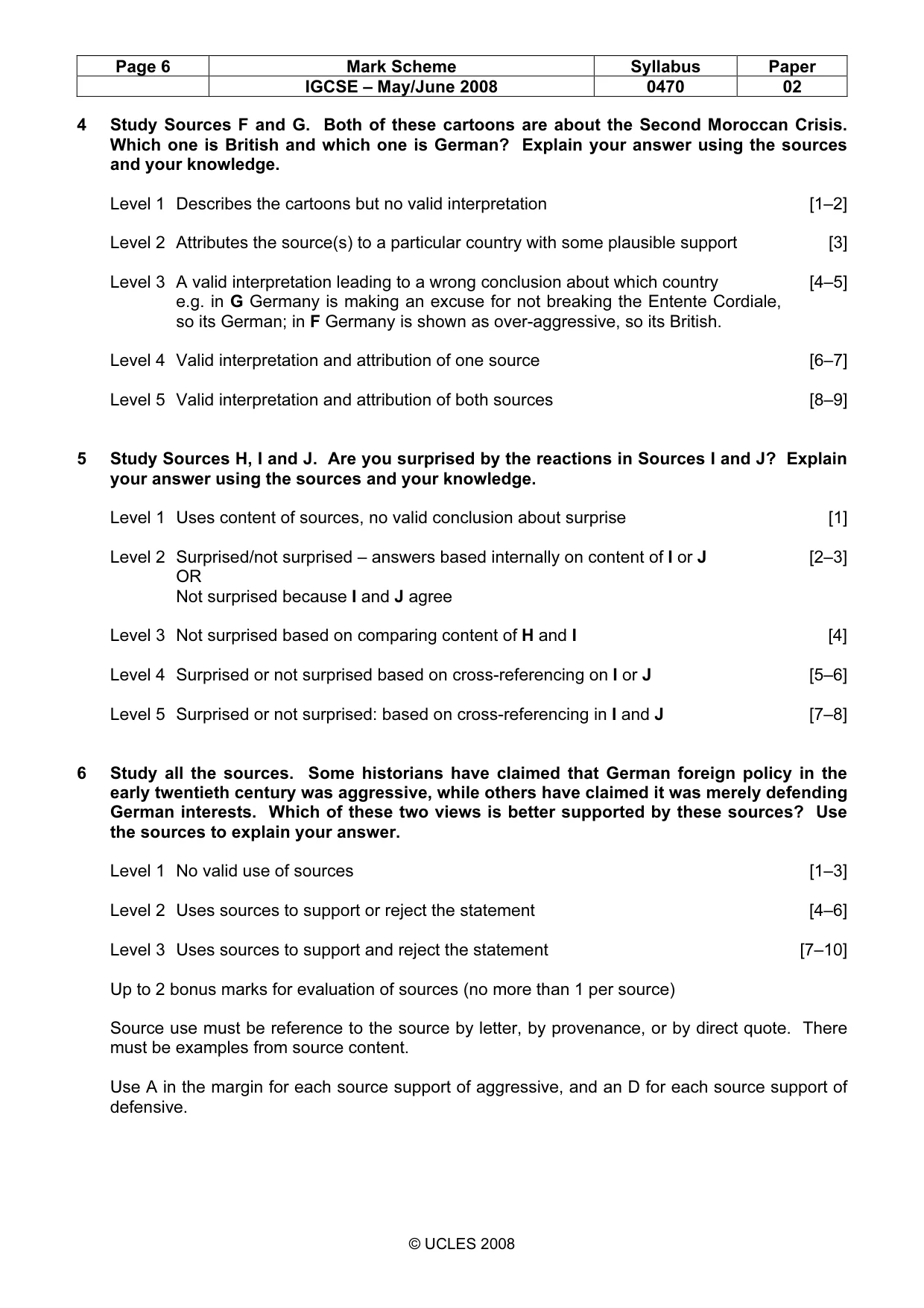 Mark scheme, page 6 of 6