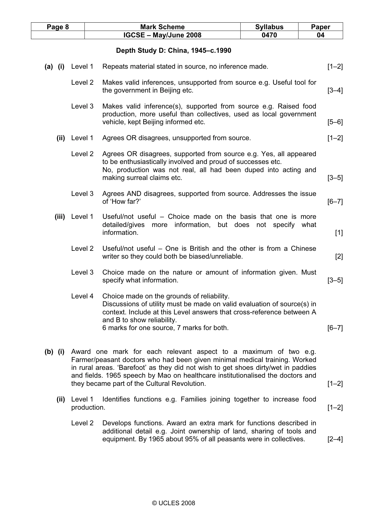 Mark scheme, page 8 of 17