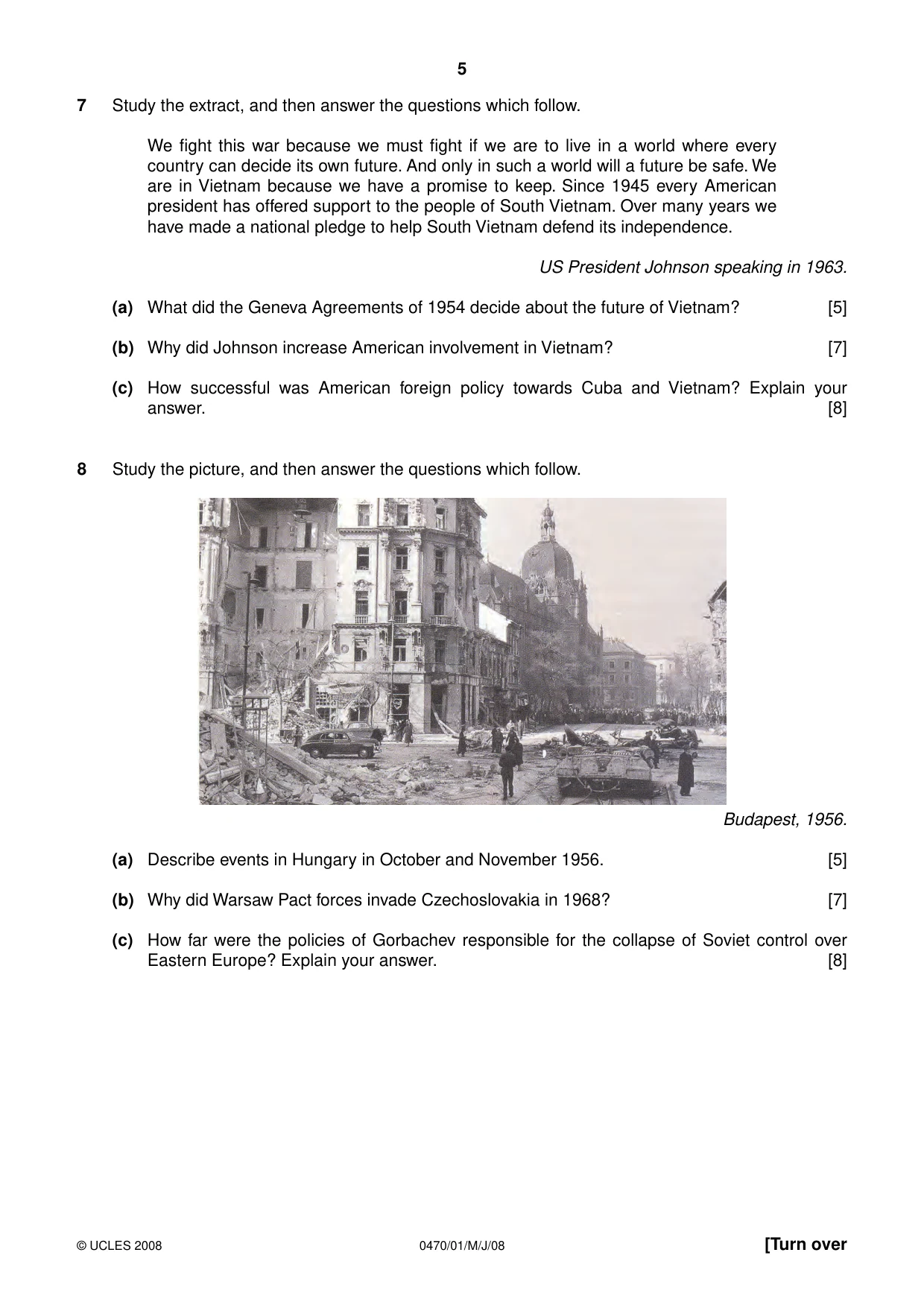 Cambridge IGCSE History 0470 2008 May/June Paper 1 · Variant 1 question paper, page 5 of 20