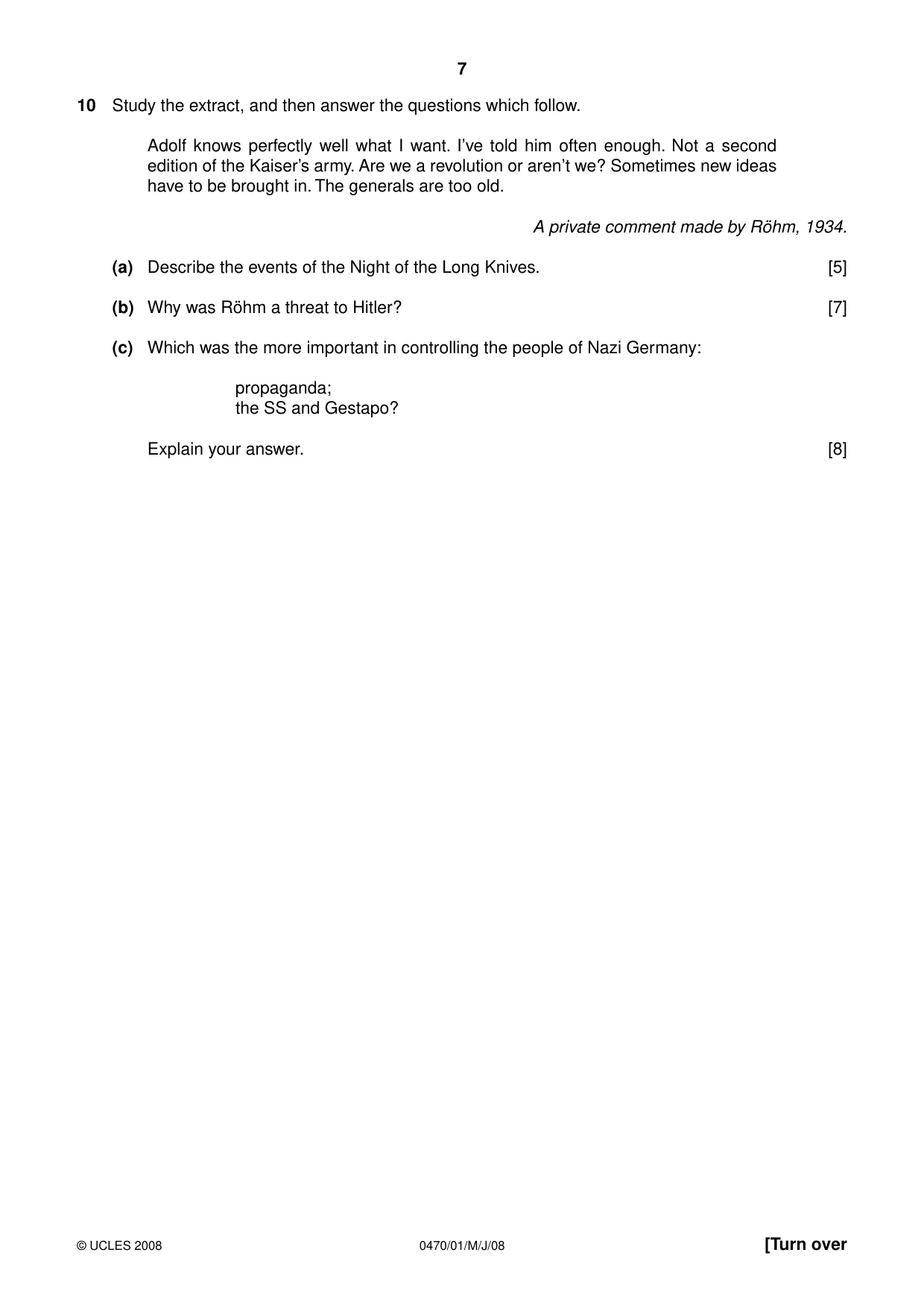 Cambridge IGCSE History 0470 2008 May/June Paper 1 · Variant 1 question paper, page 7 of 20
