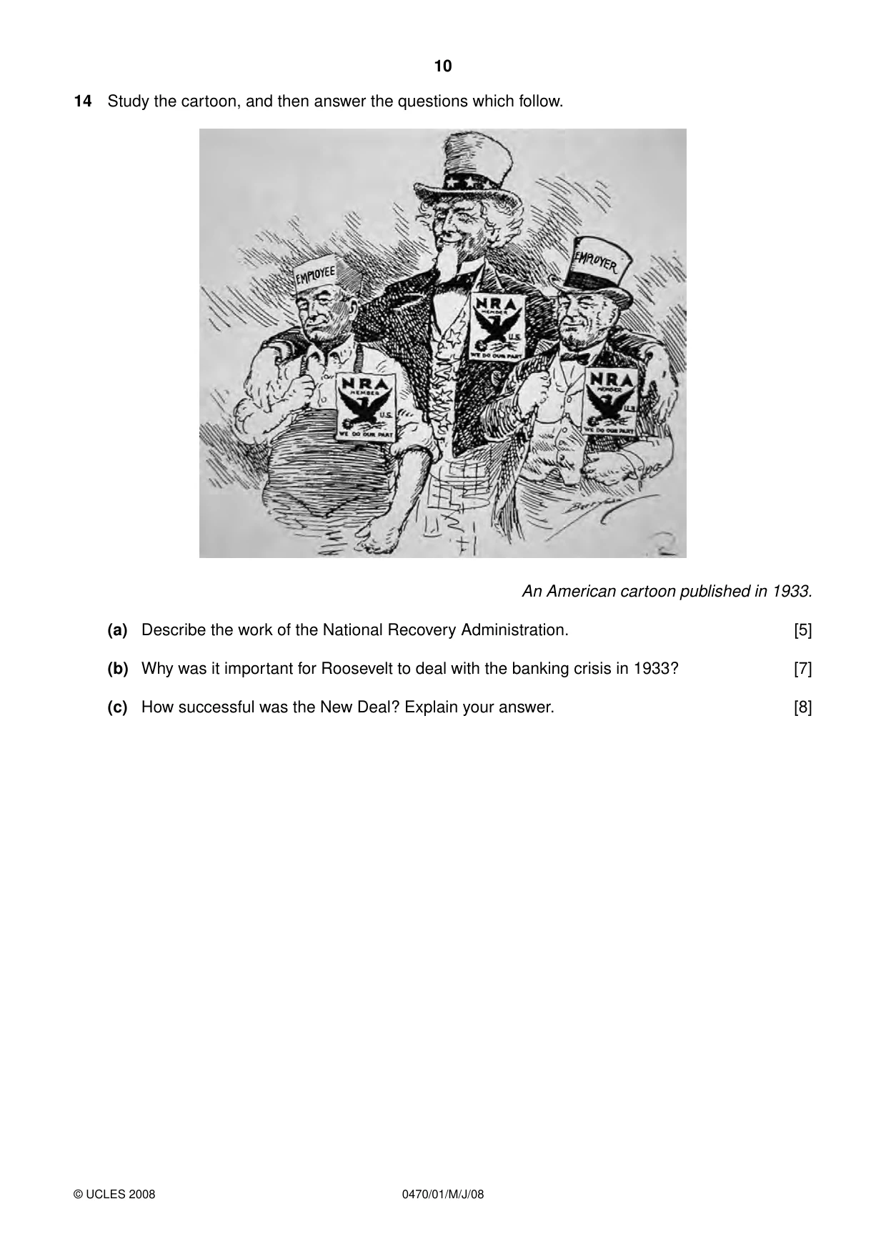 Cambridge IGCSE History 0470 2008 May/June Paper 1 · Variant 1 question paper, page 10 of 20