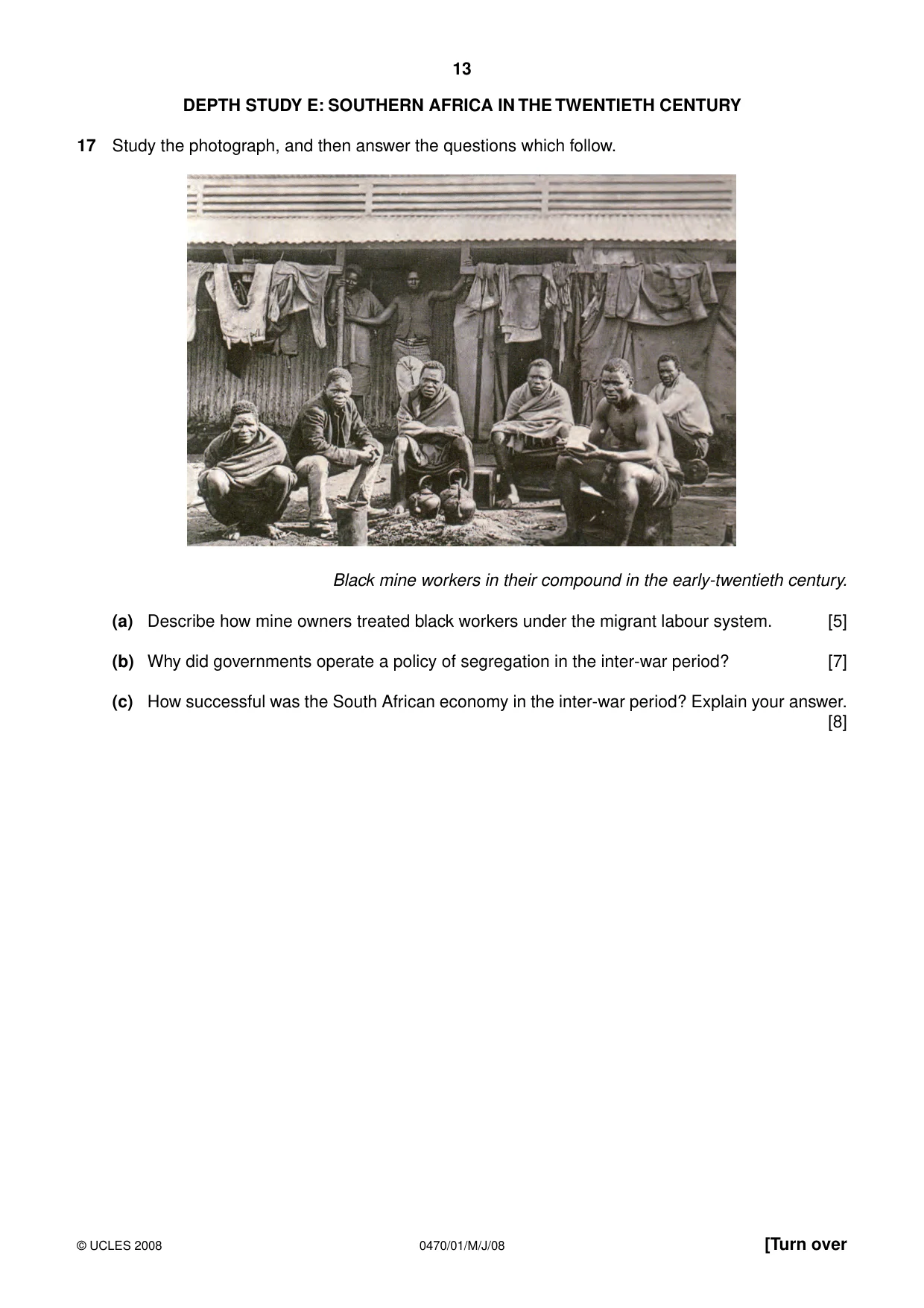 Cambridge IGCSE History 0470 2008 May/June Paper 1 · Variant 1 question paper, page 13 of 20