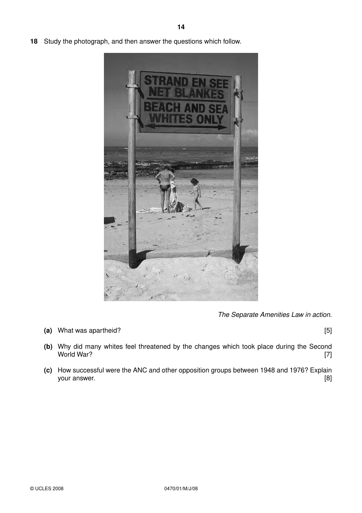 Cambridge IGCSE History 0470 2008 May/June Paper 1 · Variant 1 question paper, page 14 of 20