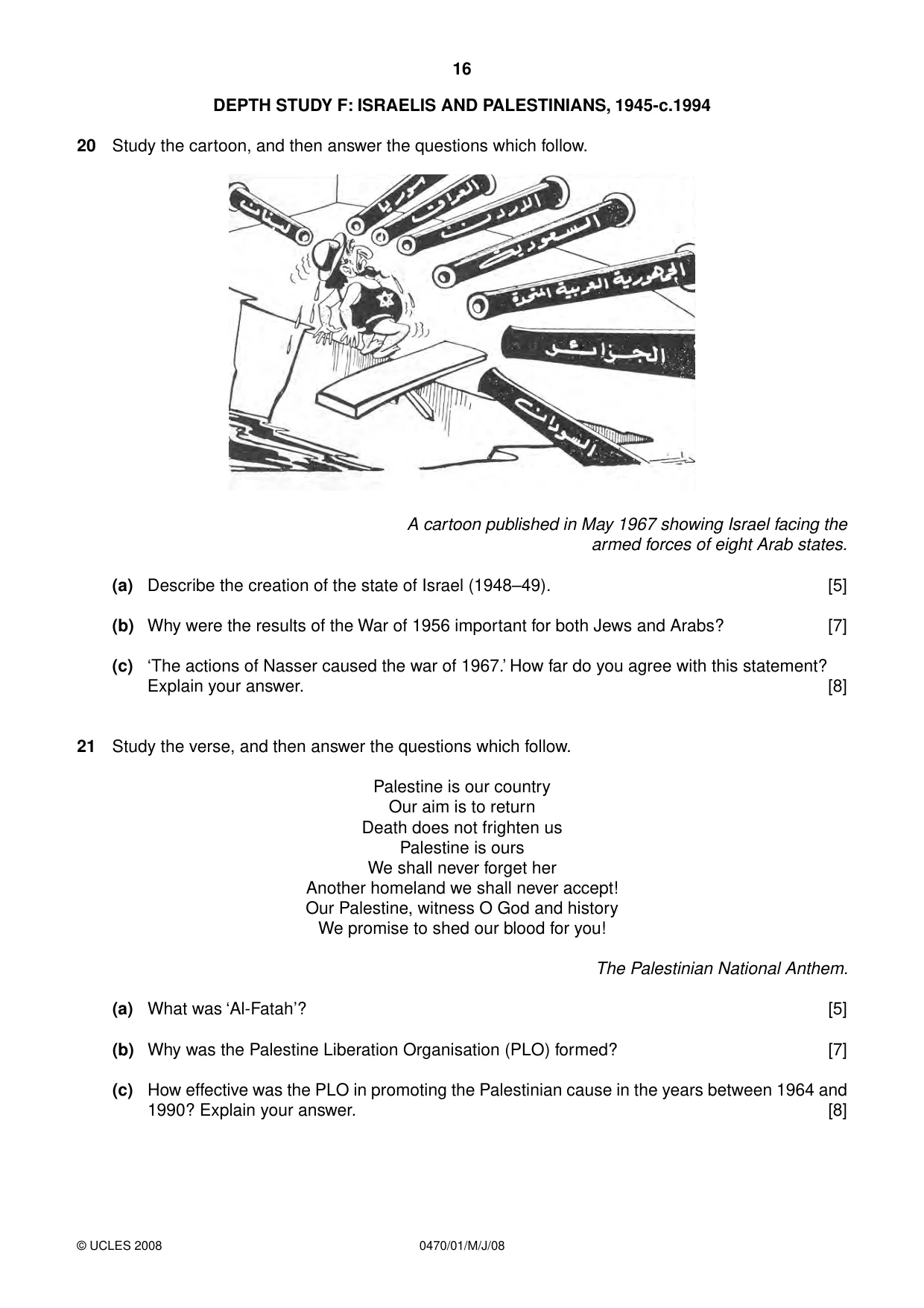 Cambridge IGCSE History 0470 2008 May/June Paper 1 · Variant 1 question paper, page 16 of 20