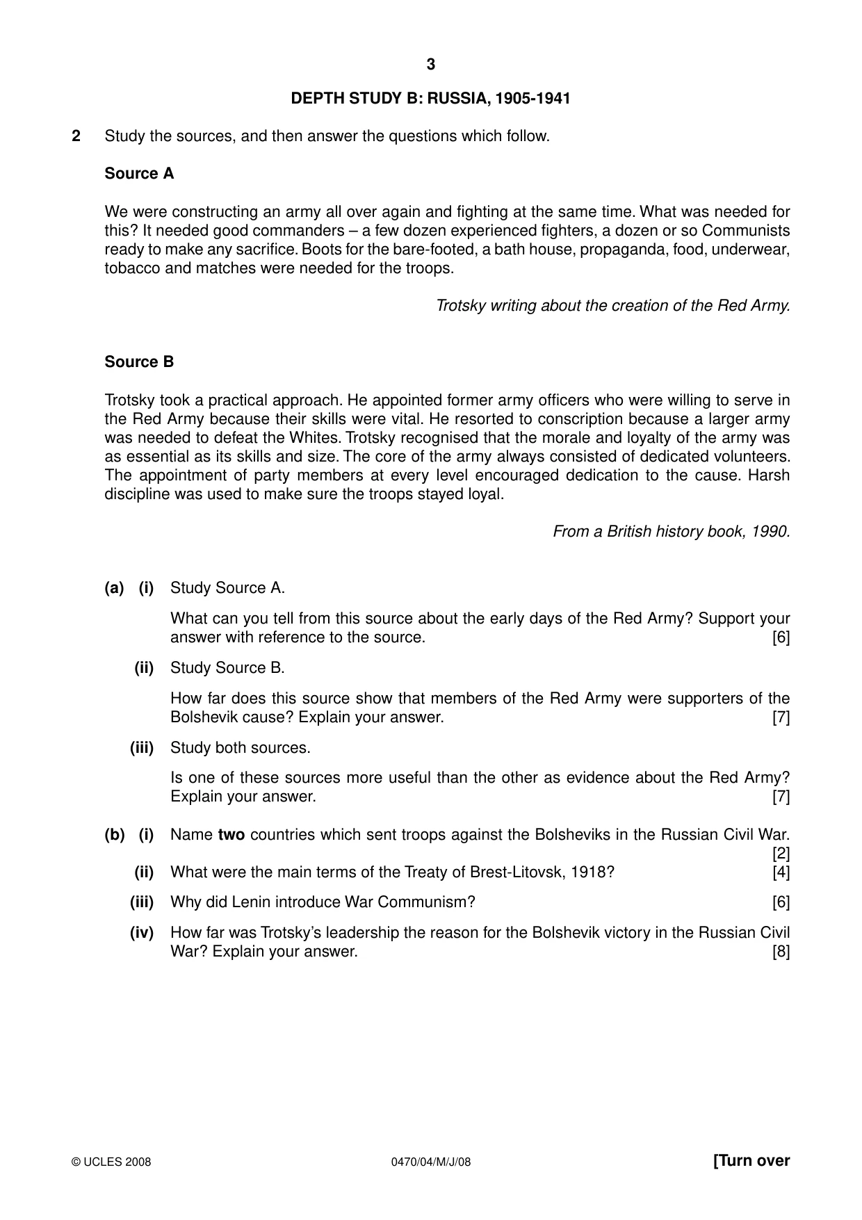 Cambridge IGCSE History 0470 2008 May/June Paper 4 · Variant 1 question paper, page 3 of 16