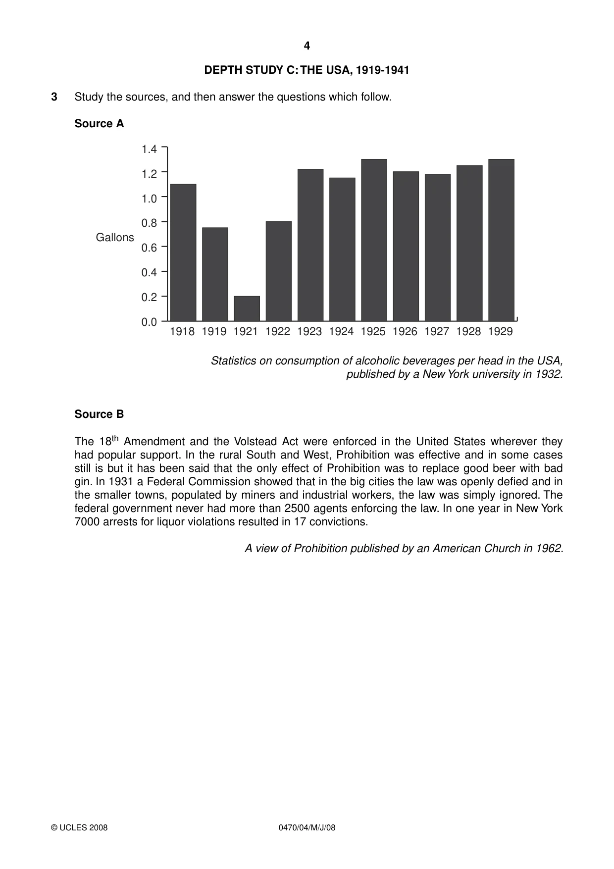 Cambridge IGCSE History 0470 2008 May/June Paper 4 · Variant 1 question paper, page 4 of 16