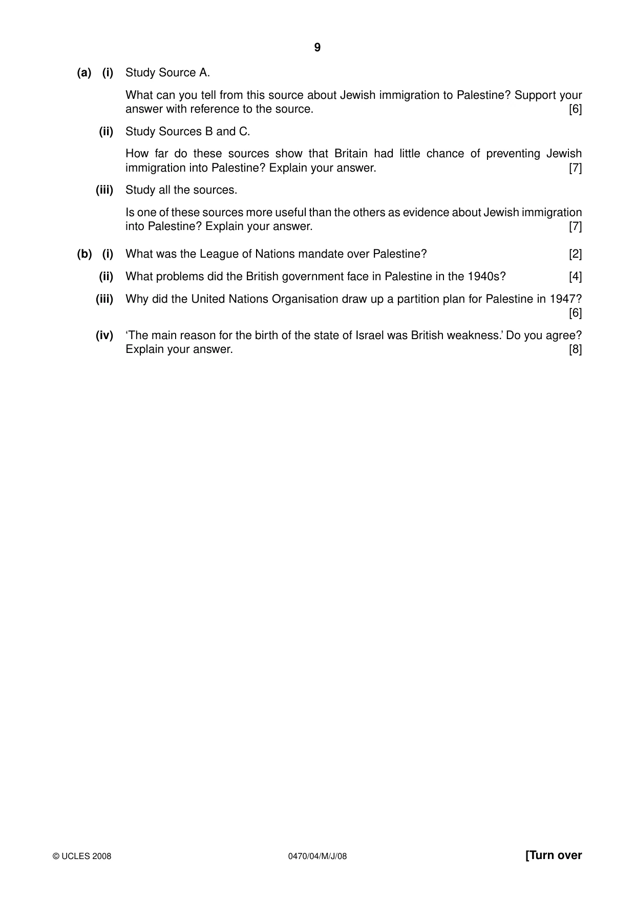 Cambridge IGCSE History 0470 2008 May/June Paper 4 · Variant 1 question paper, page 9 of 16