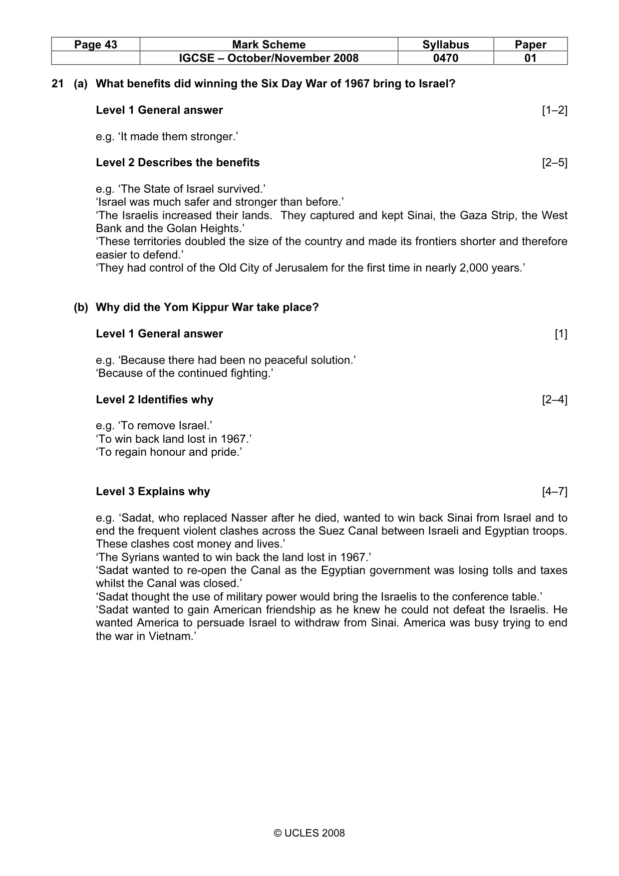 Mark scheme, page 43 of 52