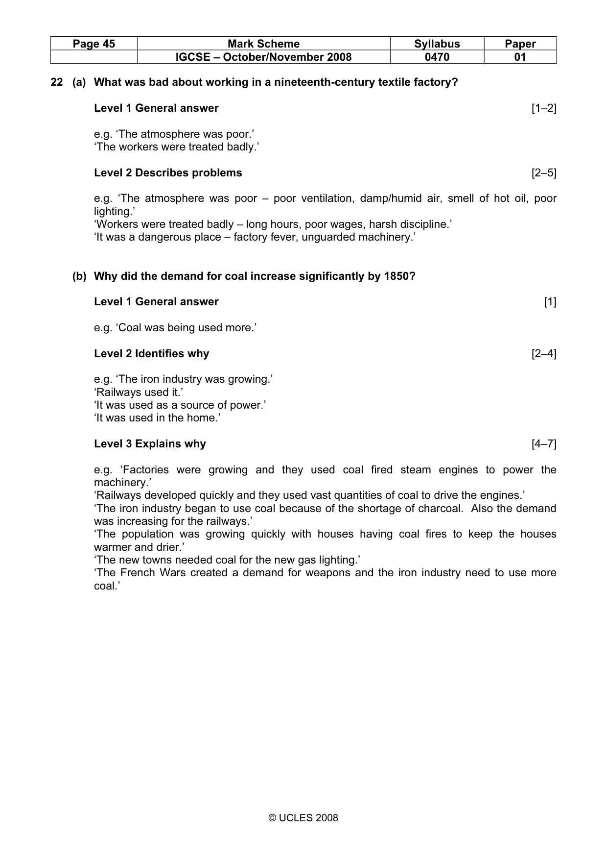 Mark scheme, page 45 of 52