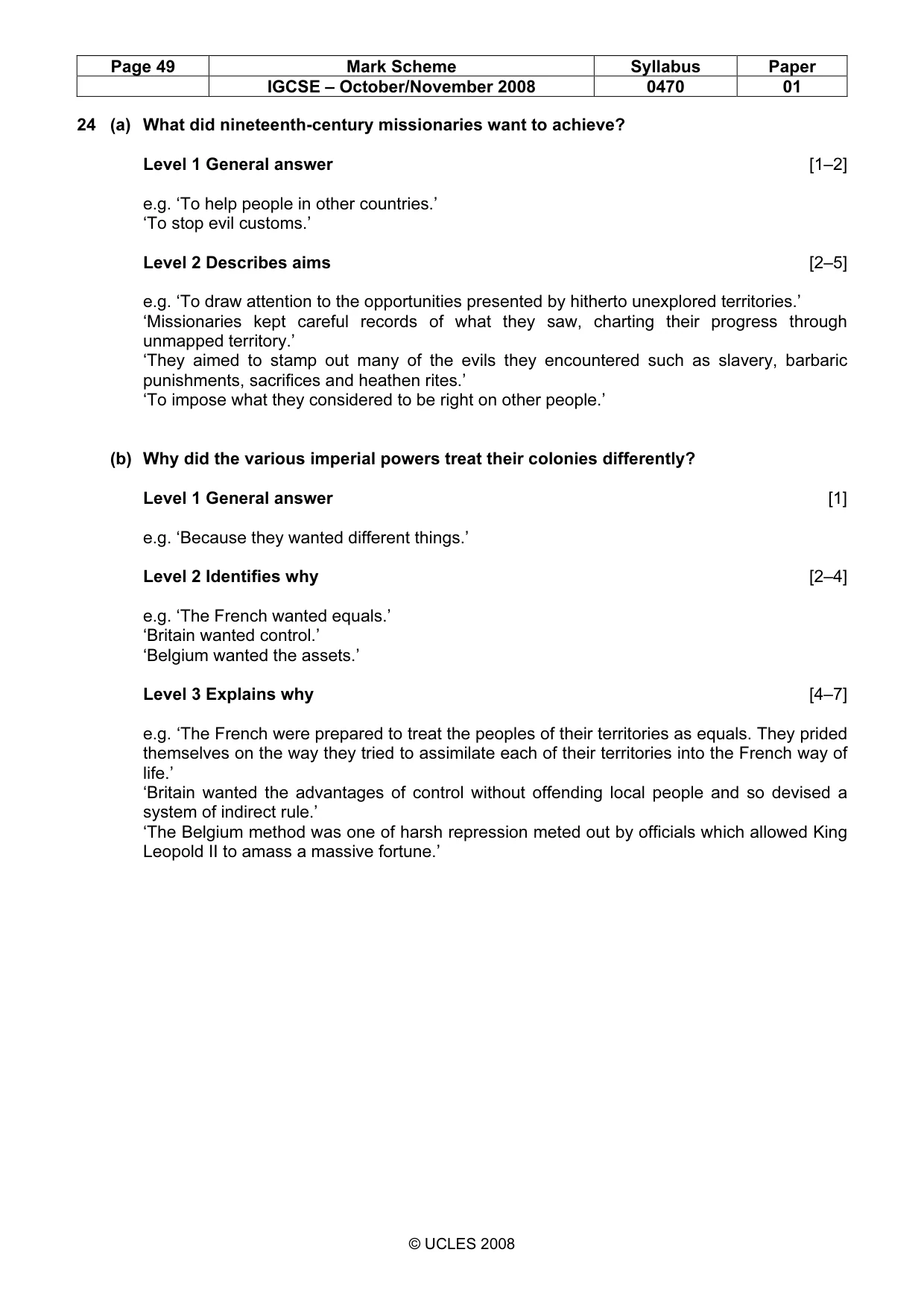 Mark scheme, page 49 of 52
