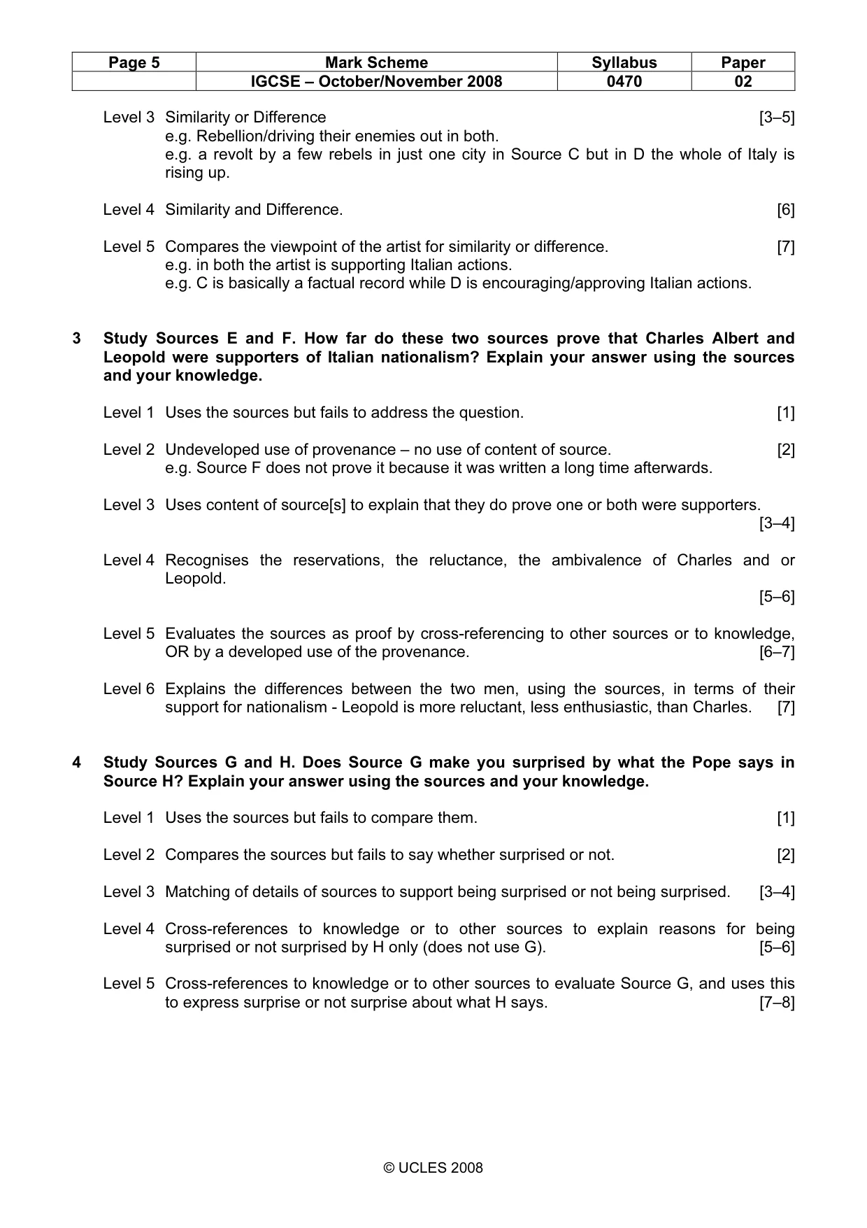Mark scheme, page 5 of 6