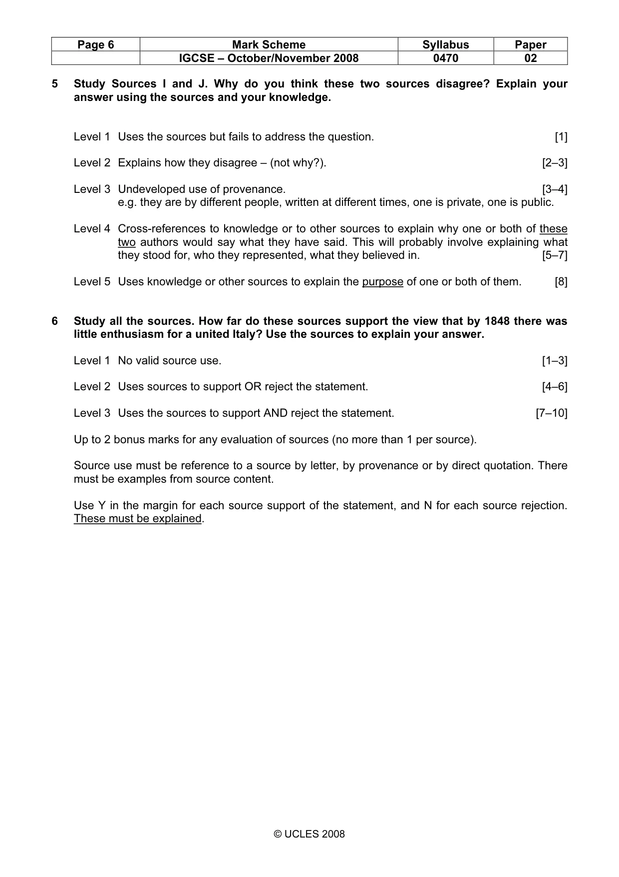 Mark scheme, page 6 of 6