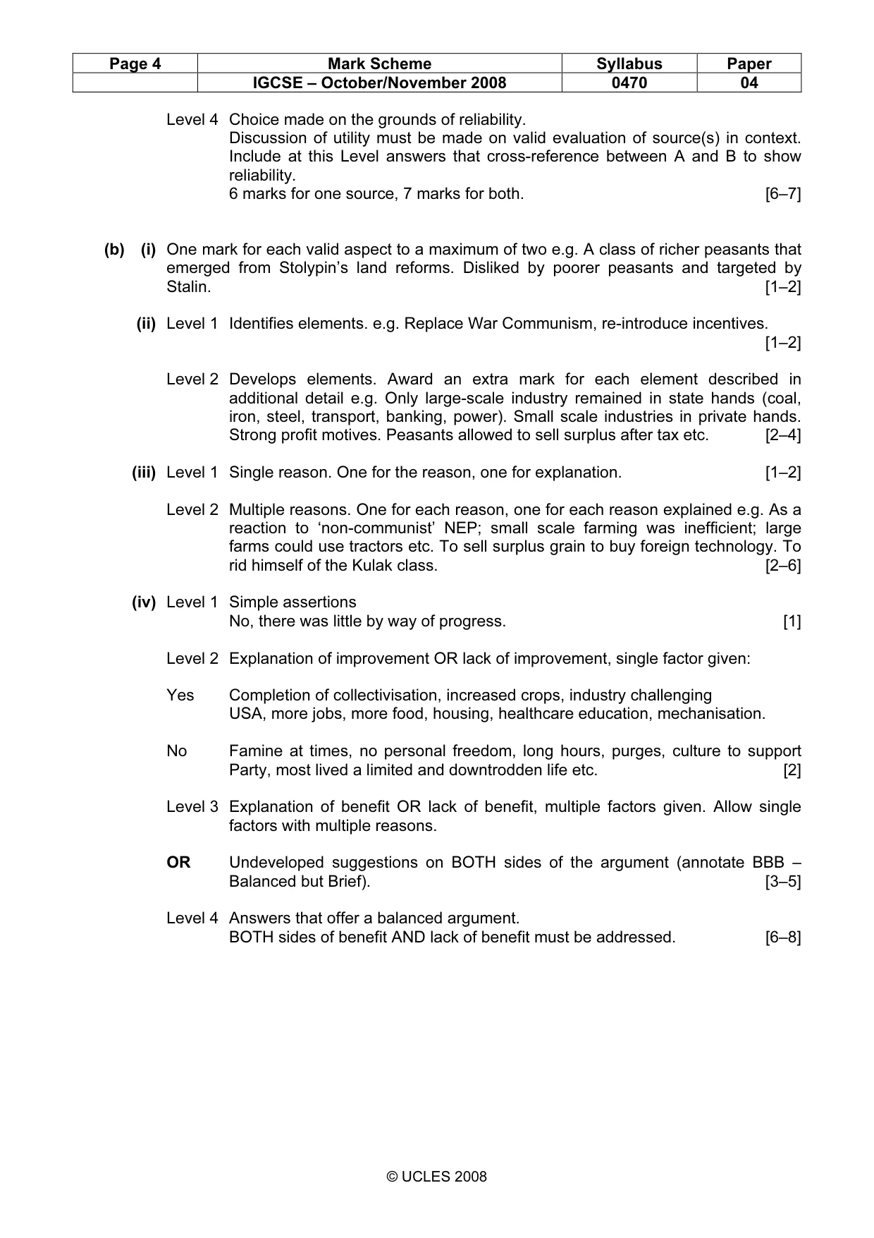 Mark scheme, page 4 of 13