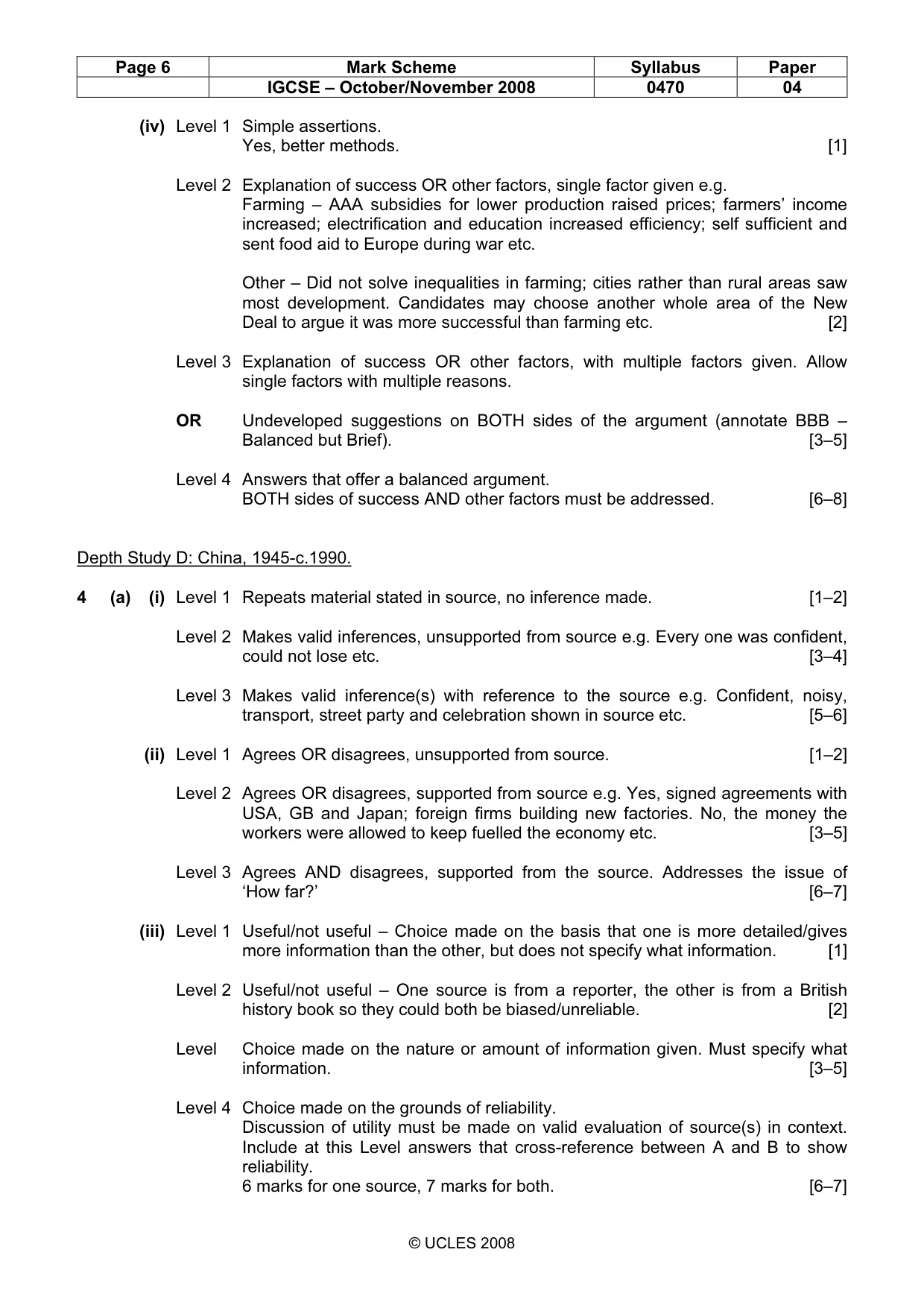 Mark scheme, page 6 of 13