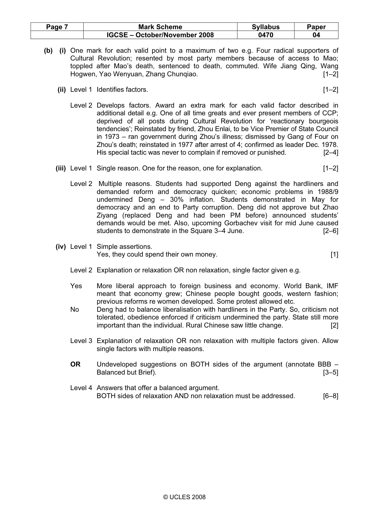 Mark scheme, page 7 of 13