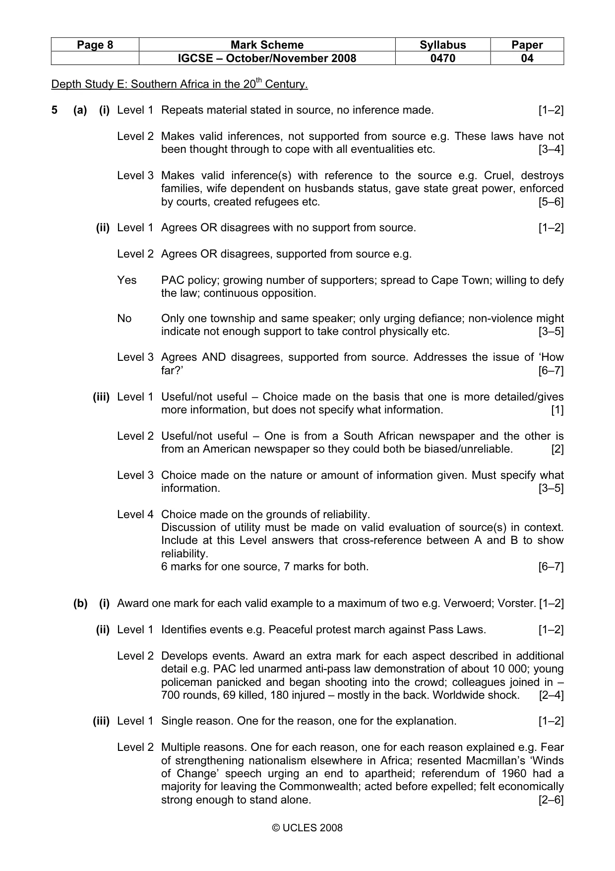 Mark scheme, page 8 of 13