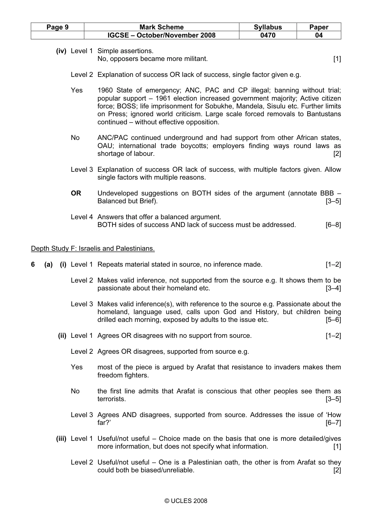 Mark scheme, page 9 of 13
