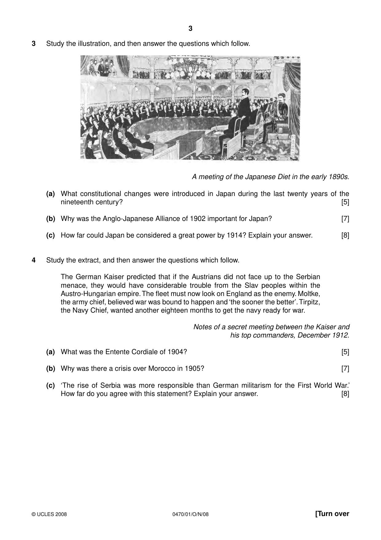 Cambridge IGCSE History 0470 2008 Oct/Nov Paper 1 · Variant 1 question paper, page 3 of 20