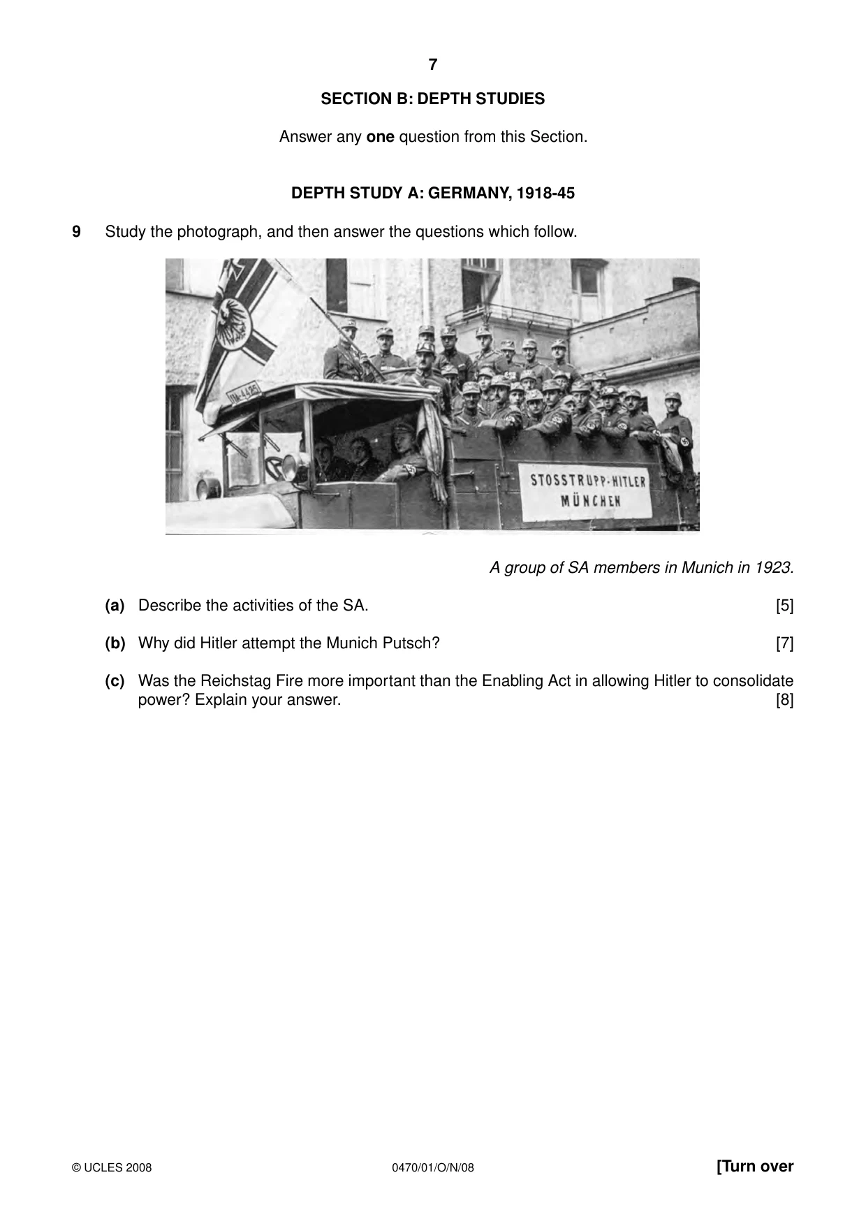 Cambridge IGCSE History 0470 2008 Oct/Nov Paper 1 · Variant 1 question paper, page 7 of 20