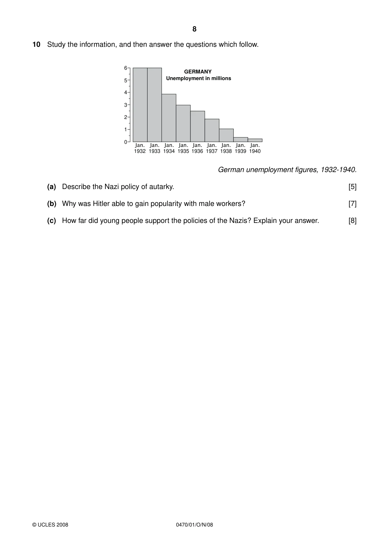 Cambridge IGCSE History 0470 2008 Oct/Nov Paper 1 · Variant 1 question paper, page 8 of 20
