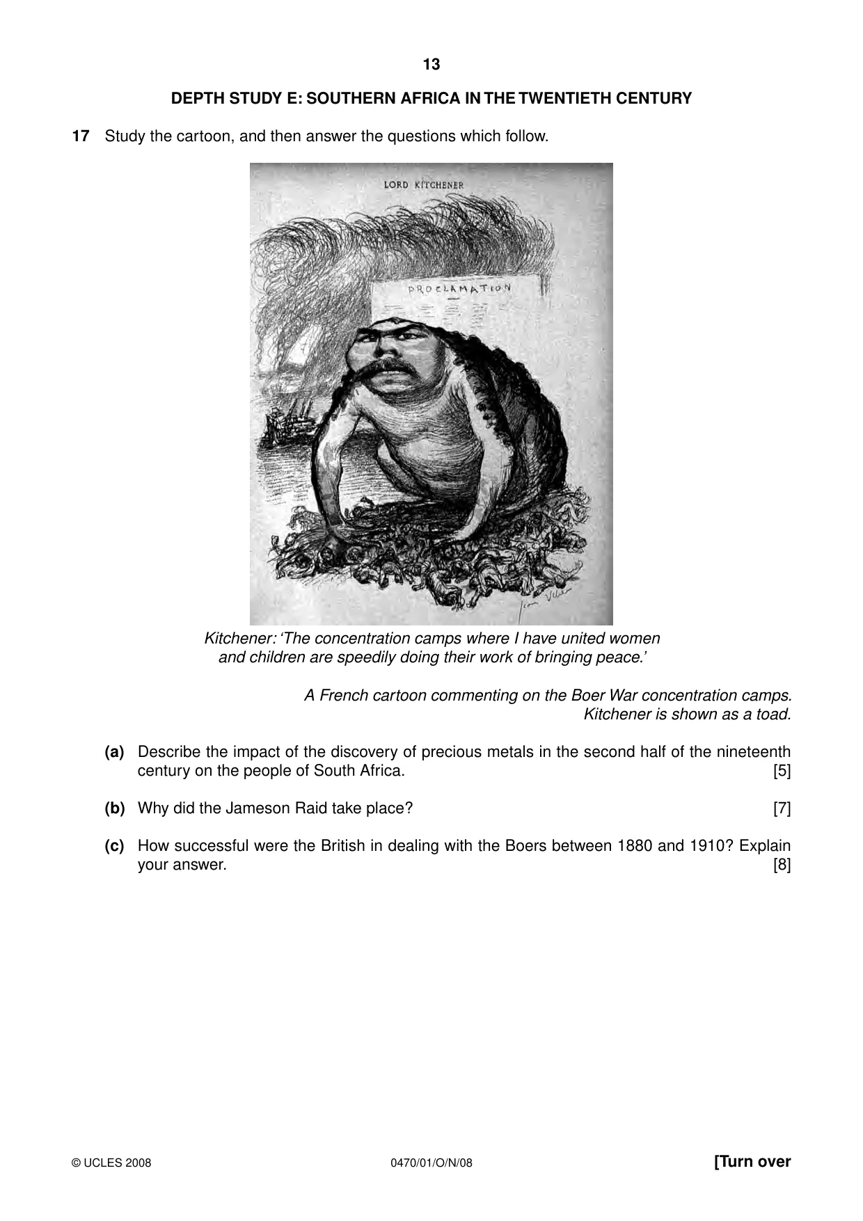 Cambridge IGCSE History 0470 2008 Oct/Nov Paper 1 · Variant 1 question paper, page 13 of 20