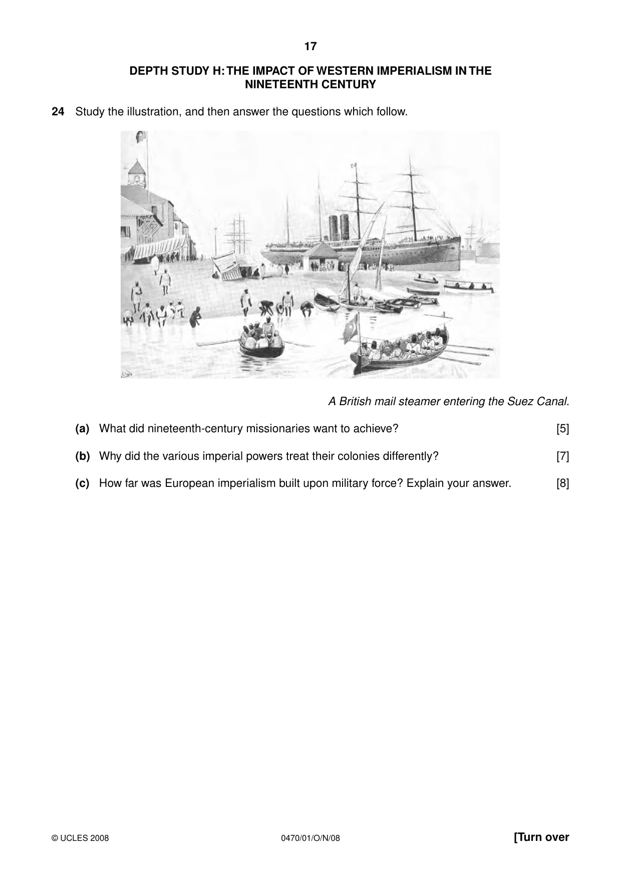 Cambridge IGCSE History 0470 2008 Oct/Nov Paper 1 · Variant 1 question paper, page 17 of 20