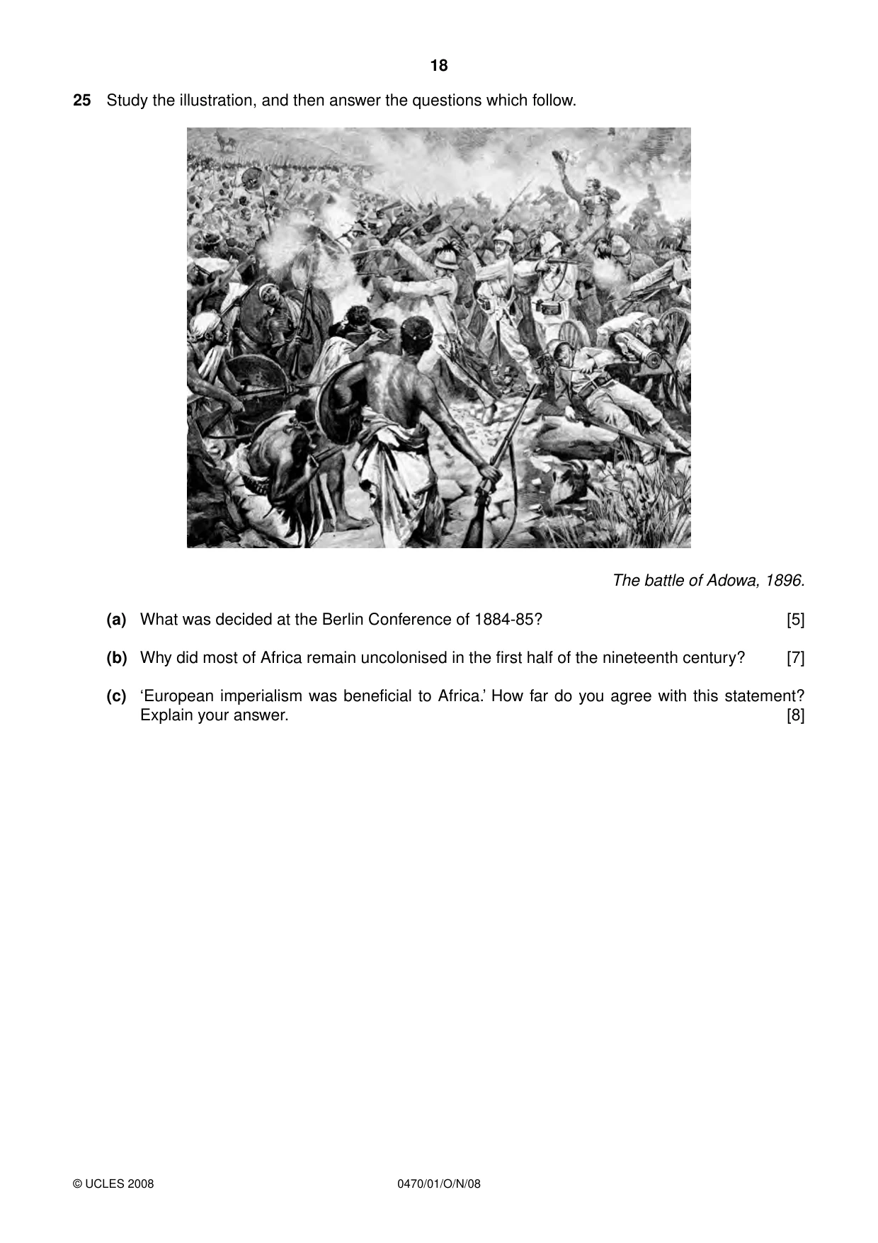 Cambridge IGCSE History 0470 2008 Oct/Nov Paper 1 · Variant 1 question paper, page 18 of 20