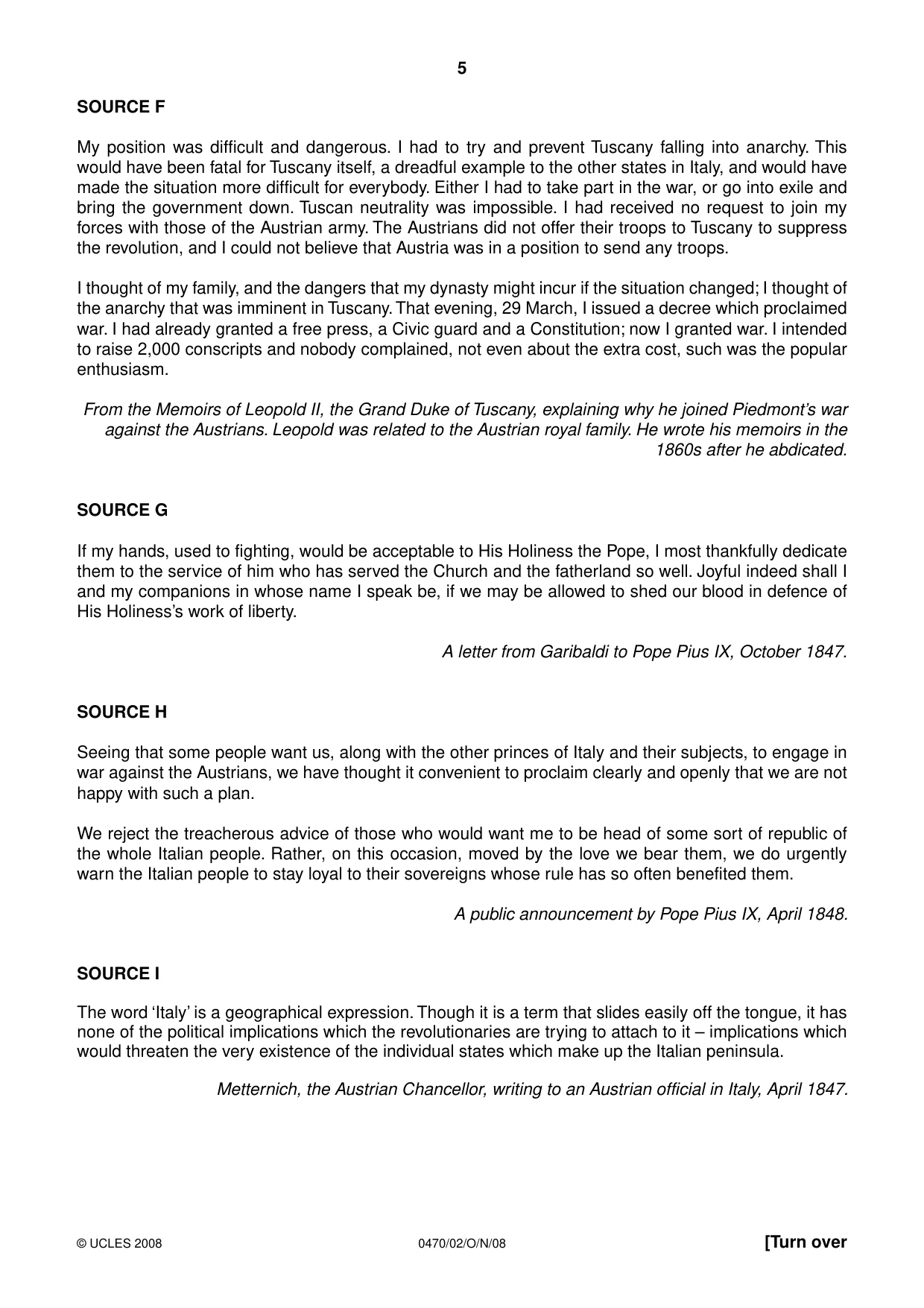 Cambridge IGCSE History 0470 2008 Oct/Nov Paper 2 · Variant 1 question paper, page 5 of 12