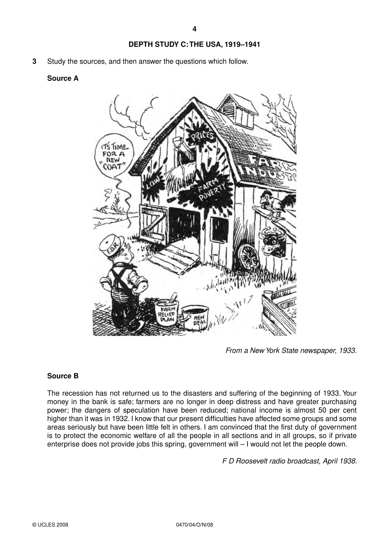 Cambridge IGCSE History 0470 2008 Oct/Nov Paper 4 · Variant 1 question paper, page 4 of 12