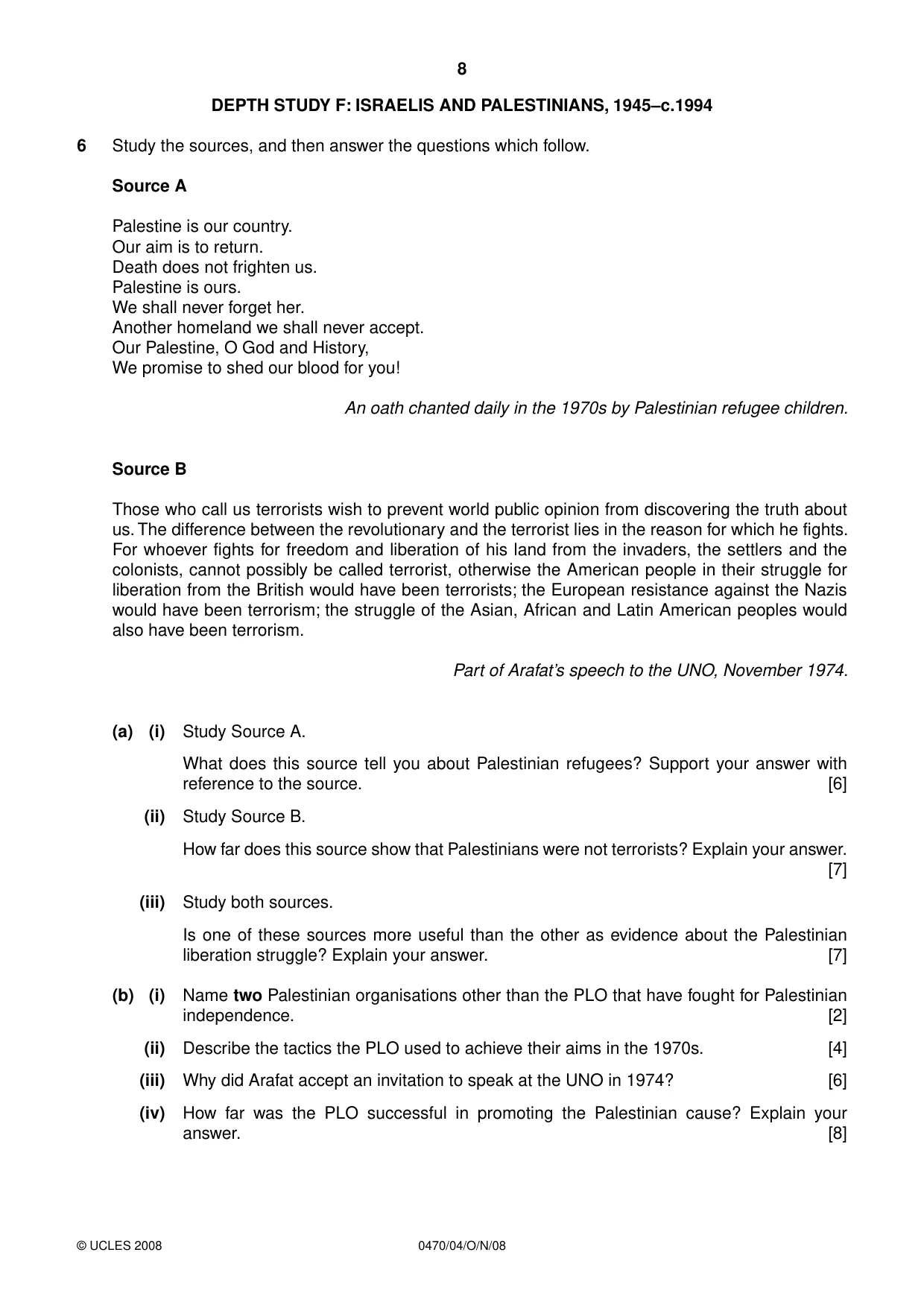 Cambridge IGCSE History 0470 2008 Oct/Nov Paper 4 · Variant 1 question paper, page 8 of 12