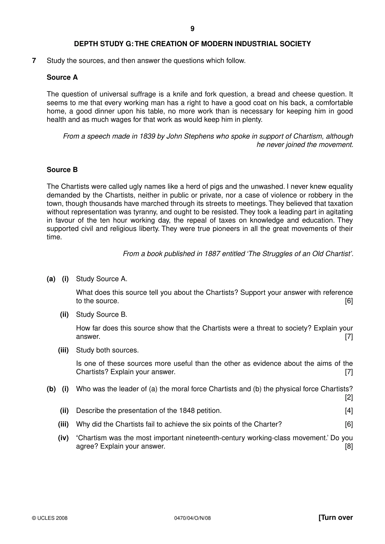 Cambridge IGCSE History 0470 2008 Oct/Nov Paper 4 · Variant 1 question paper, page 9 of 12