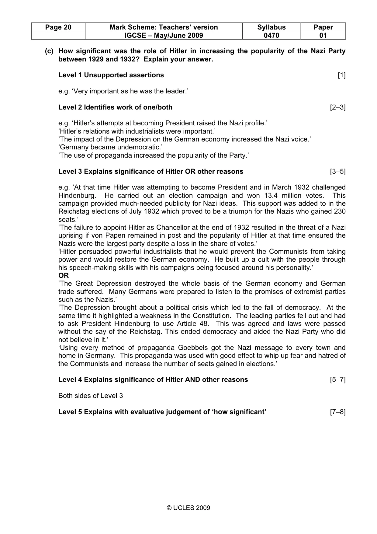 Mark scheme, page 20 of 52