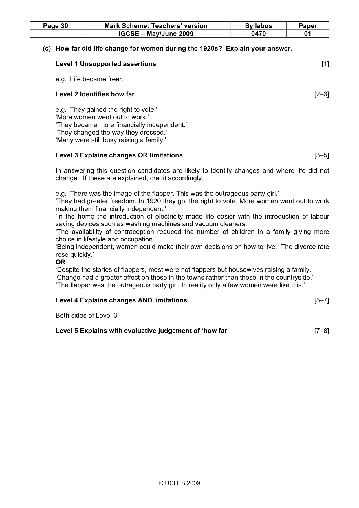 Mark scheme, page 30 of 52