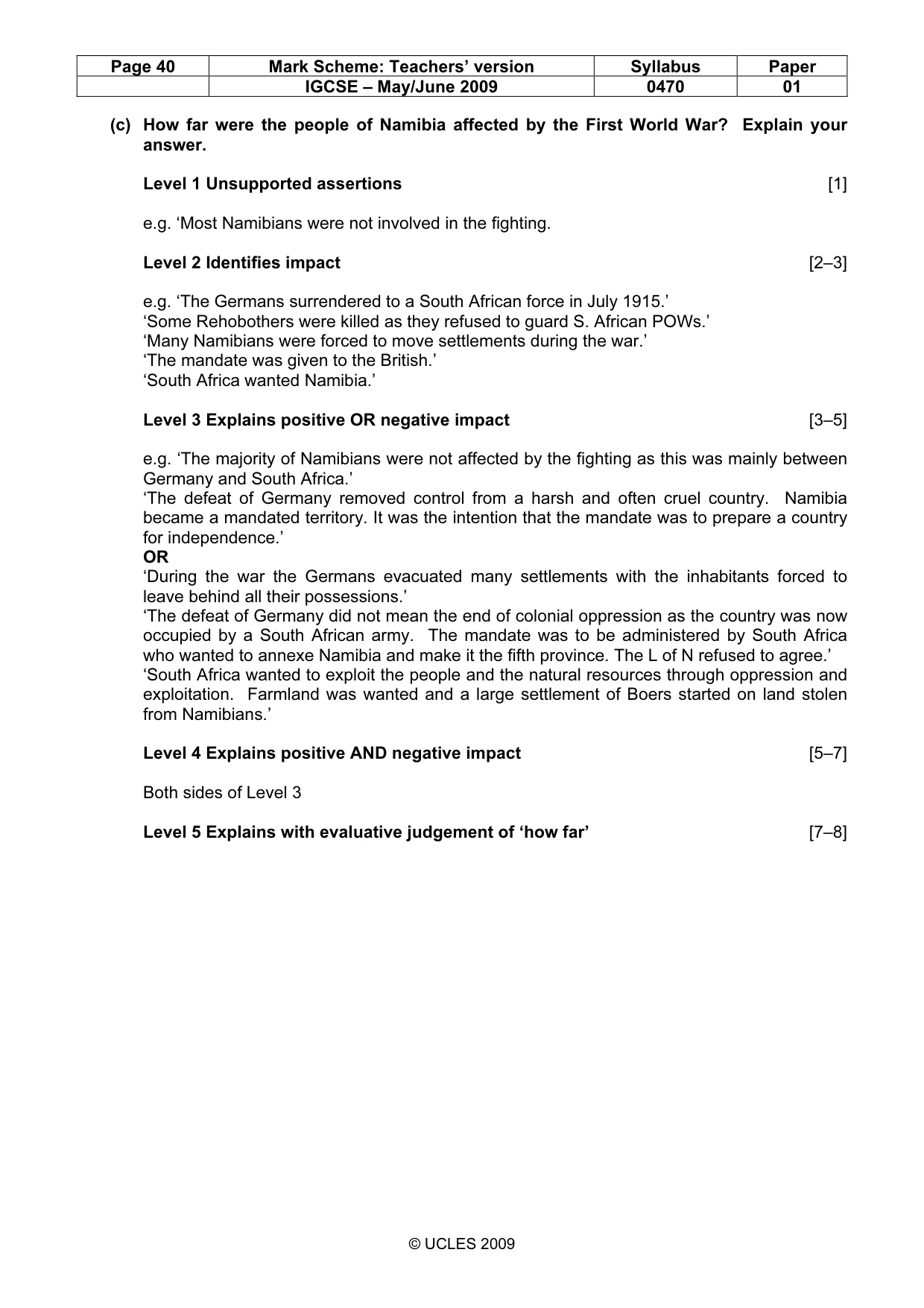 Mark scheme, page 40 of 52