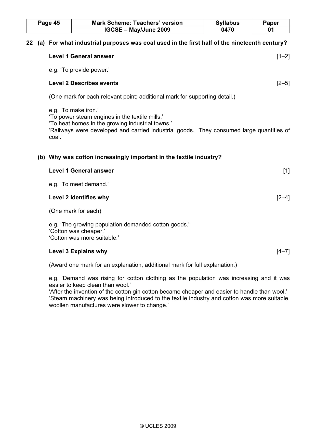 Mark scheme, page 45 of 52