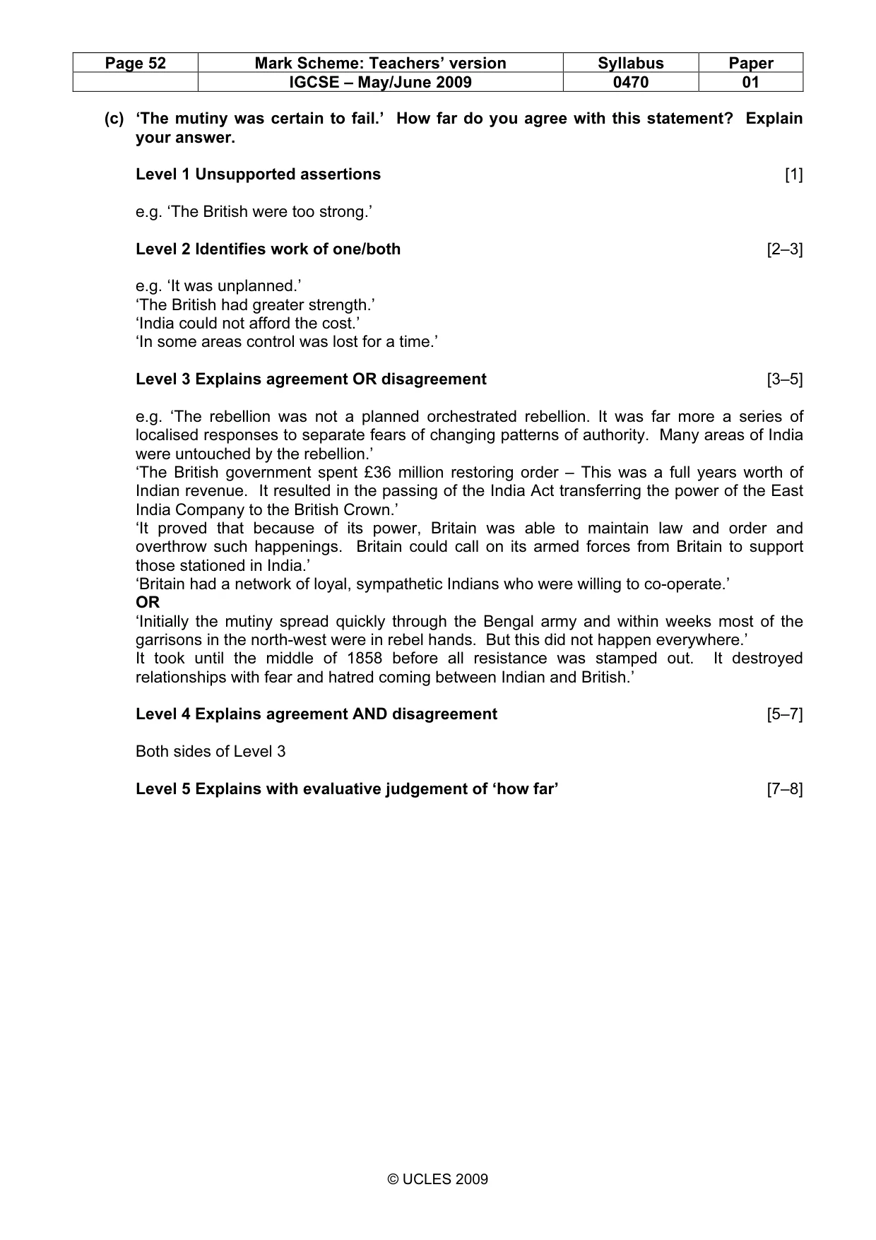 Mark scheme, page 52 of 52