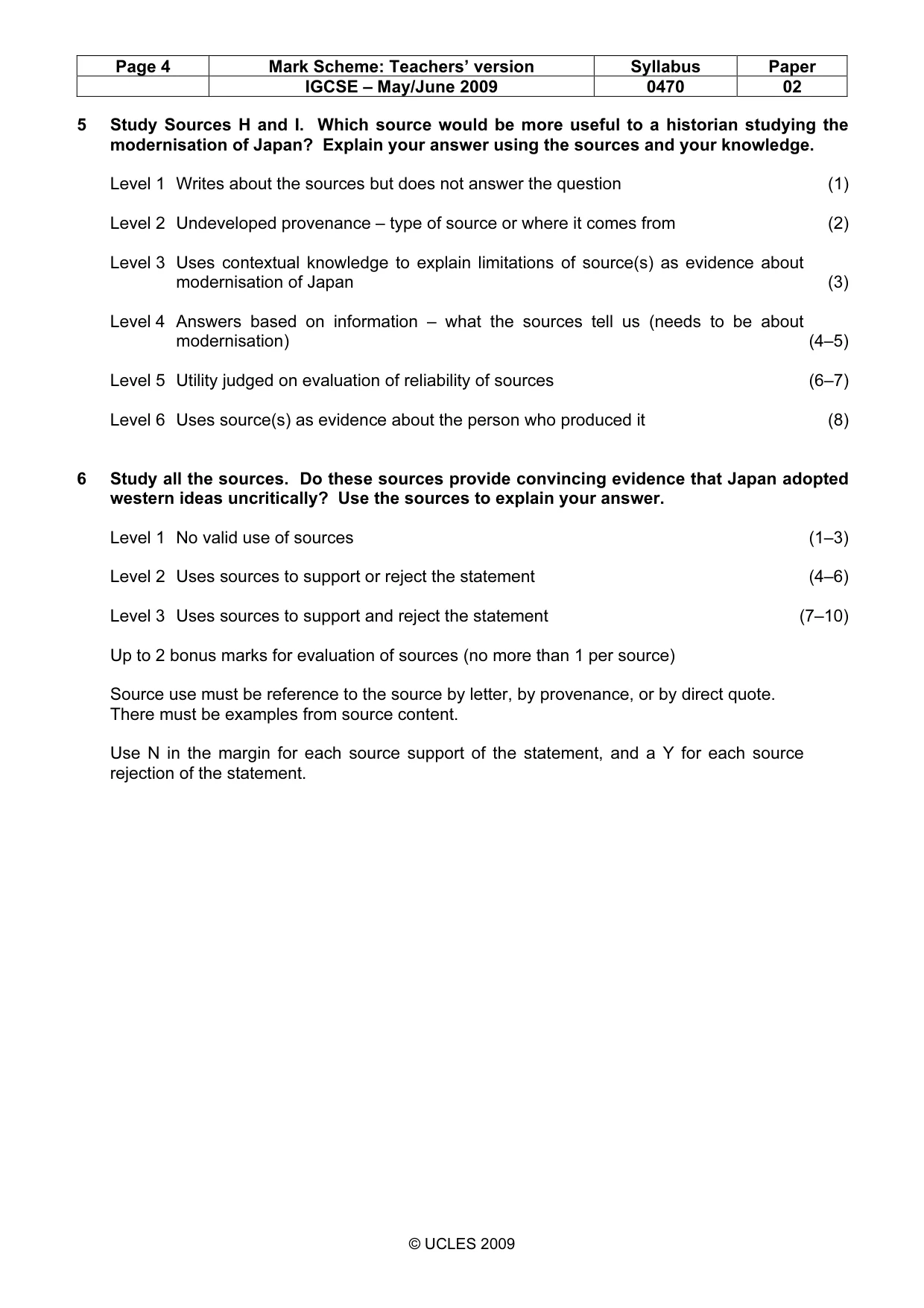 Mark scheme, page 4 of 7