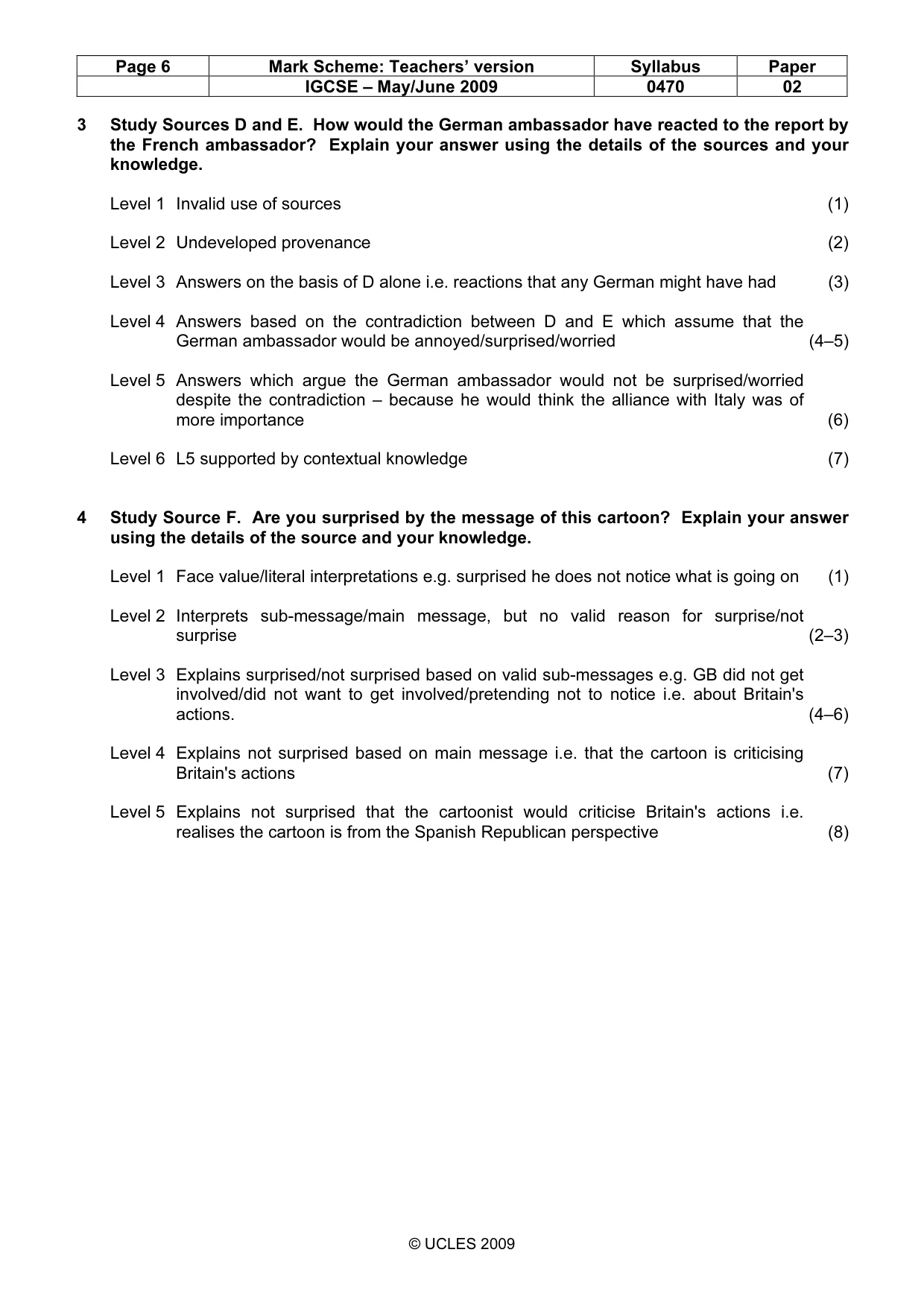 Mark scheme, page 6 of 7