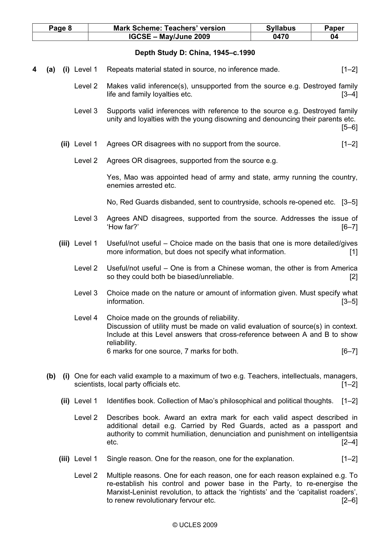 Mark scheme, page 8 of 17