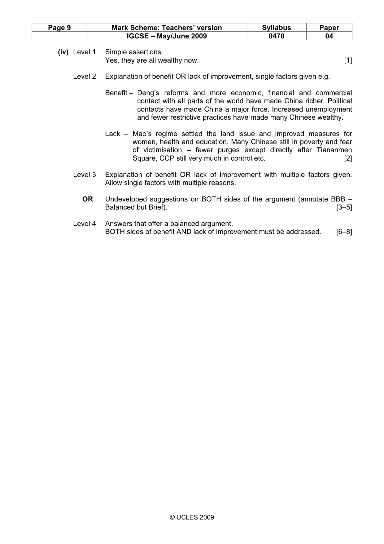 Mark scheme, page 9 of 17