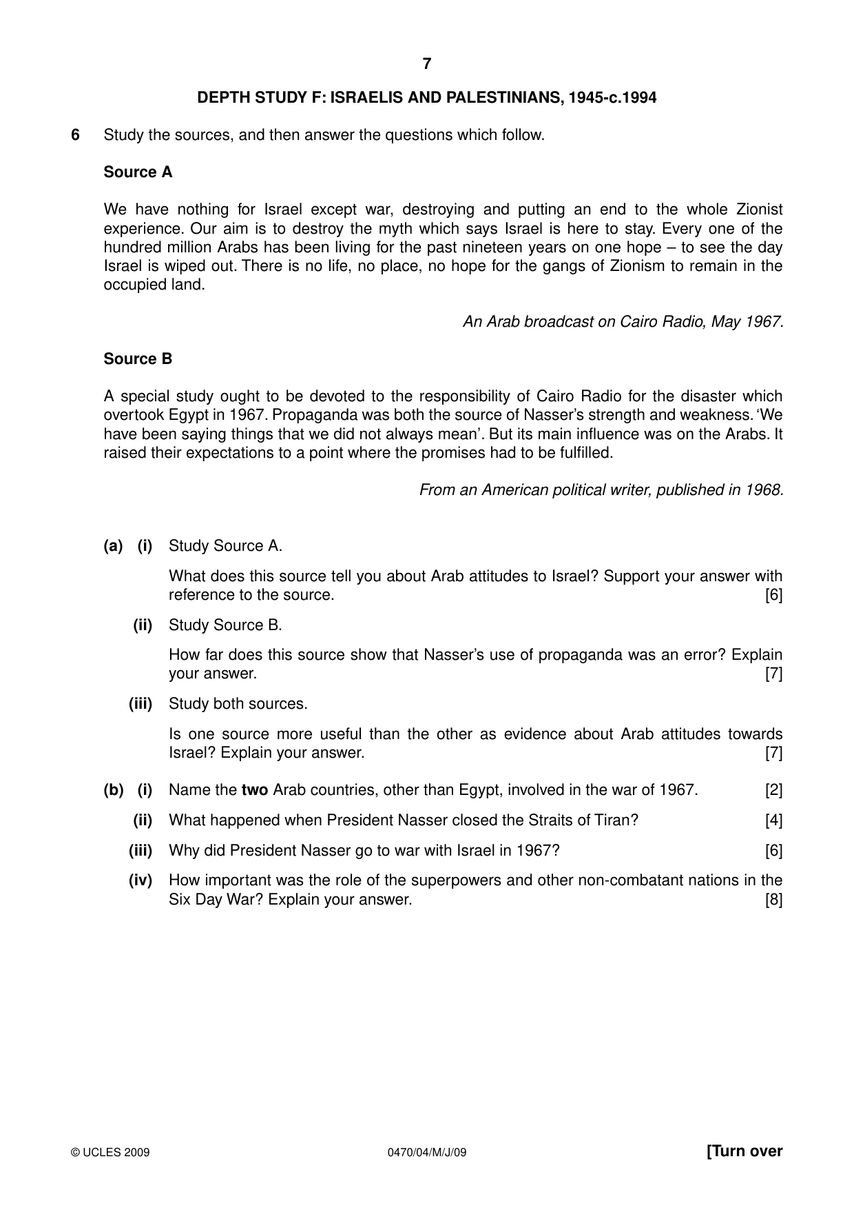 Cambridge IGCSE History 0470 2009 May/June Paper 4 · Variant 1 question paper, page 7 of 12