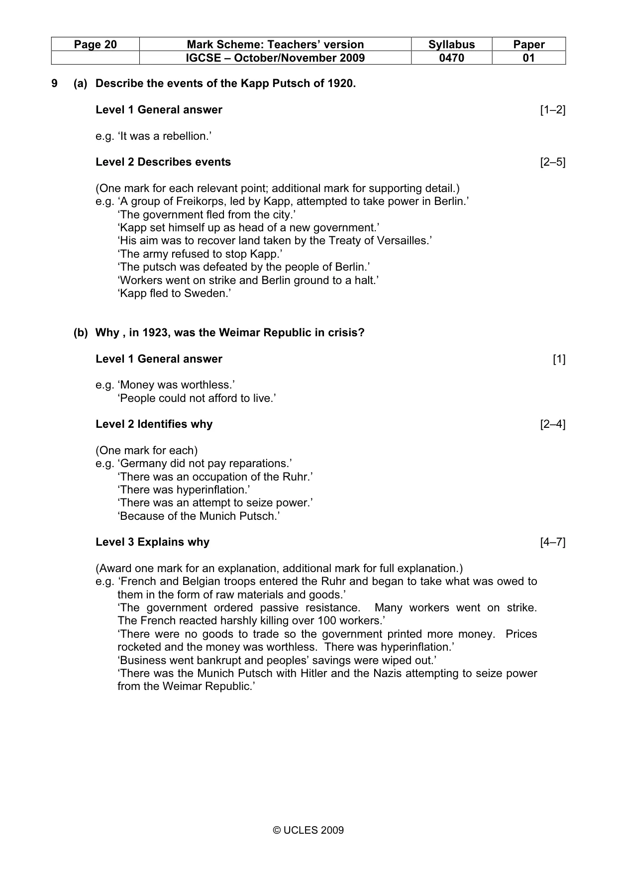 Mark scheme, page 20 of 54