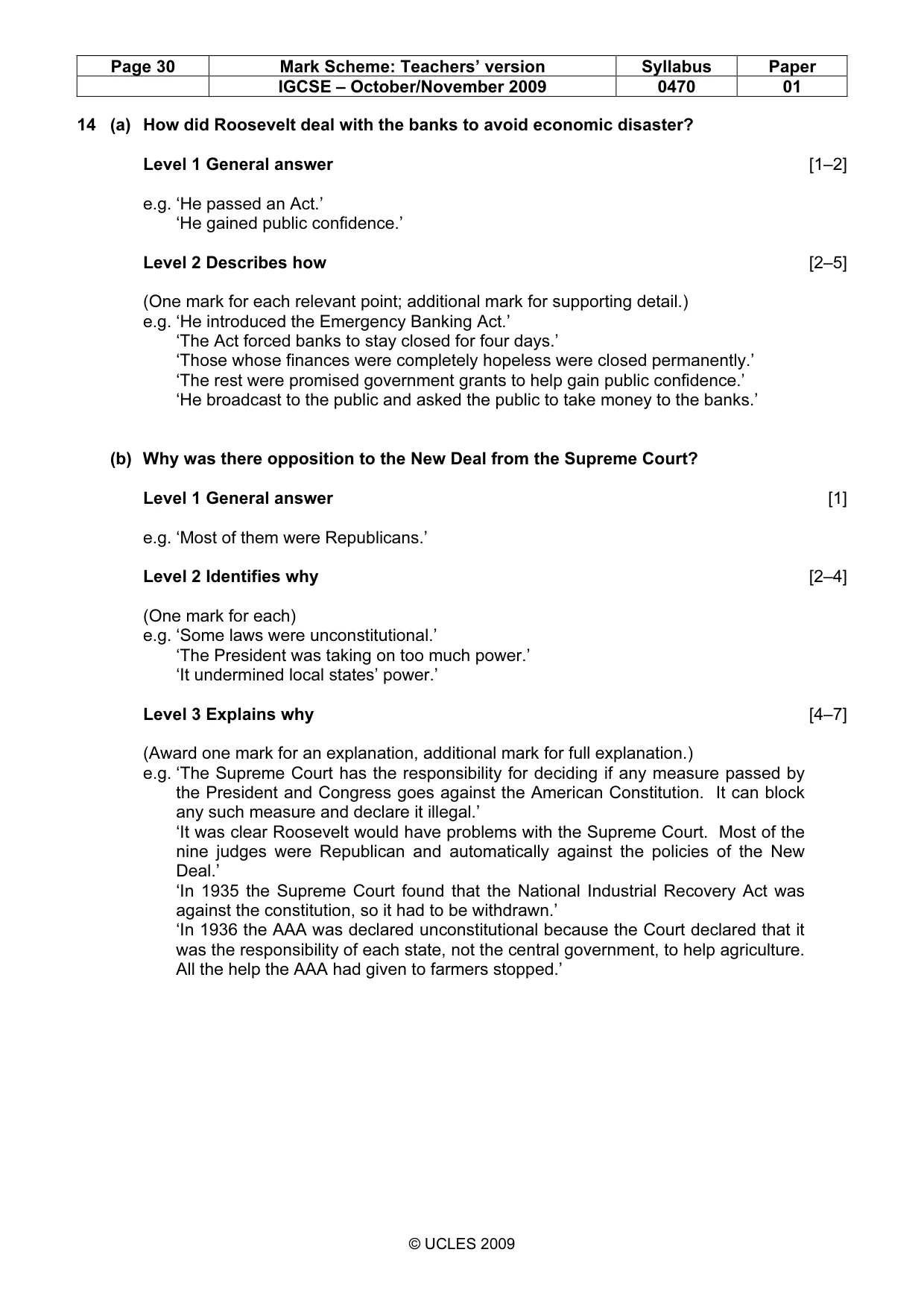 Mark scheme, page 30 of 54