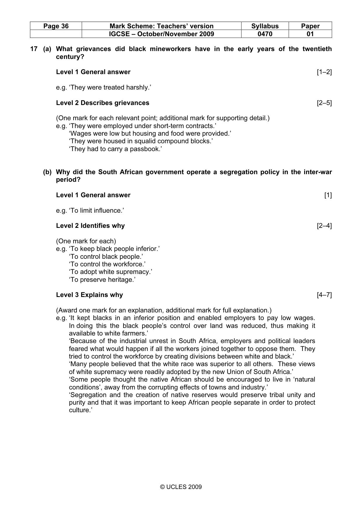 Mark scheme, page 36 of 54