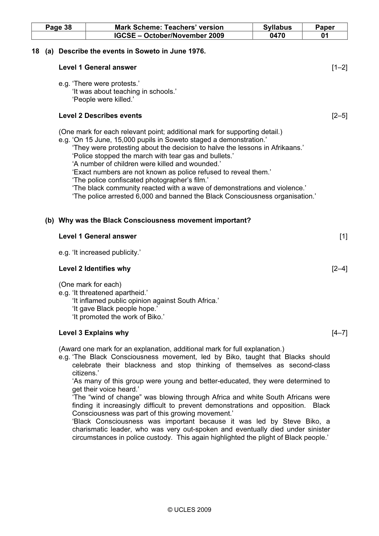 Mark scheme, page 38 of 54